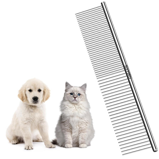 YIRU Dog Cat Grooming Combs,Large Steel Comb for Knots,Mats & Loose Hair Removal,Professional Grooming Comb for Dogs Cats