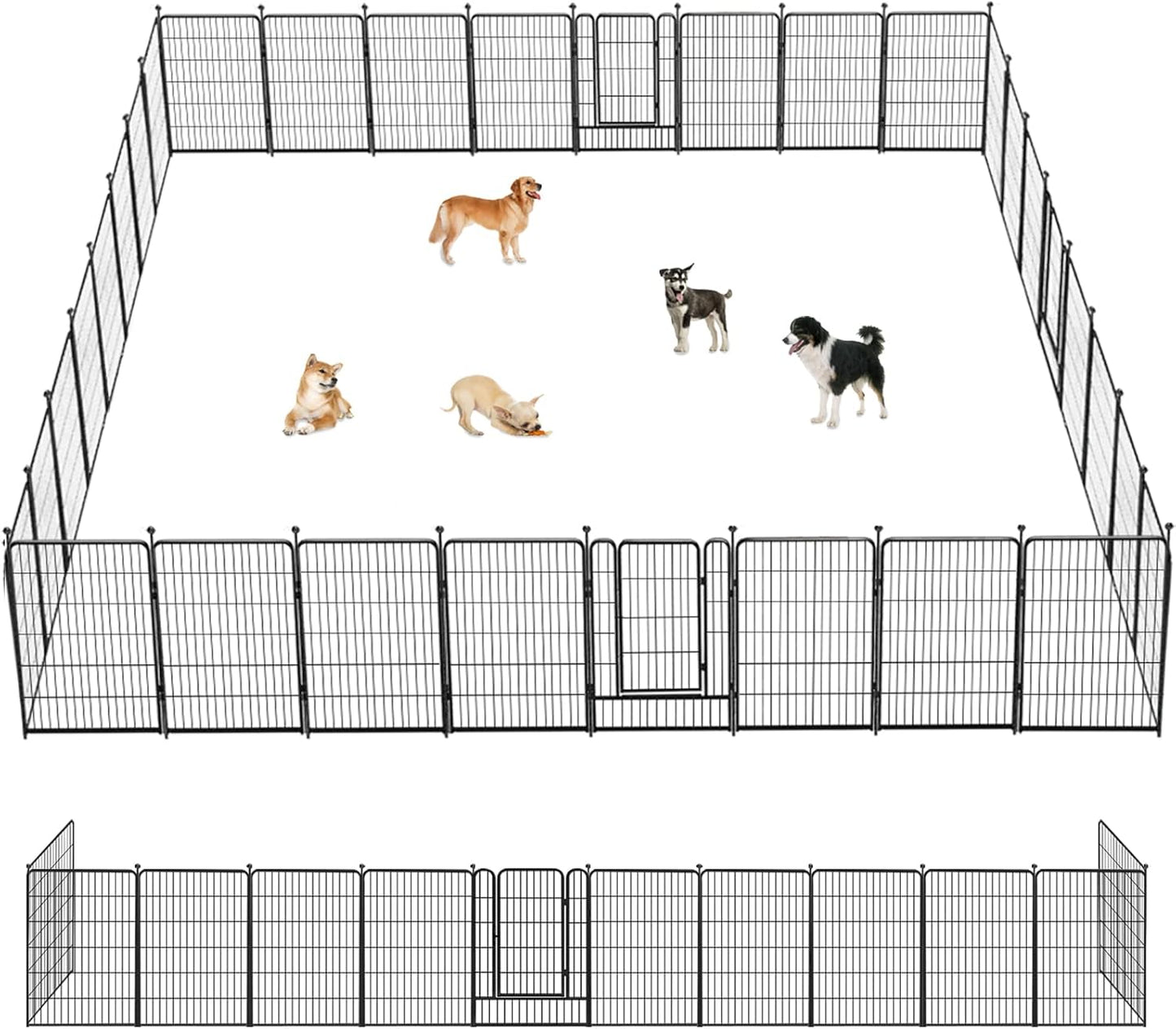 Dog Playpen 40 inch 32 Panels Indoor Outdoor Dog Pen for Large/Medium/Small Dogs Heavy Duty Metal Dog Fence Outdoor for Yard, Puppy Playpen with Door Portable Pet Fence for RV Camping Yard