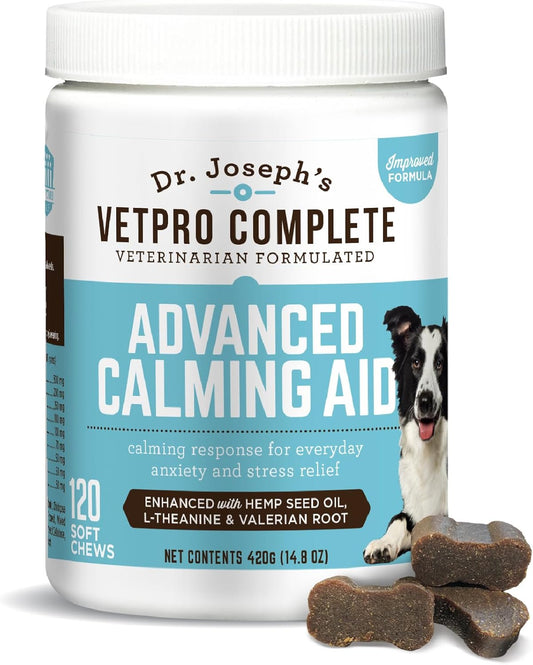 VetPro Advanced Calming Aid, Dog Anxiety Treats, Enhanced with Organic Hemp Seed Oil, Veterinarian Formulated Dog Calming Treats
