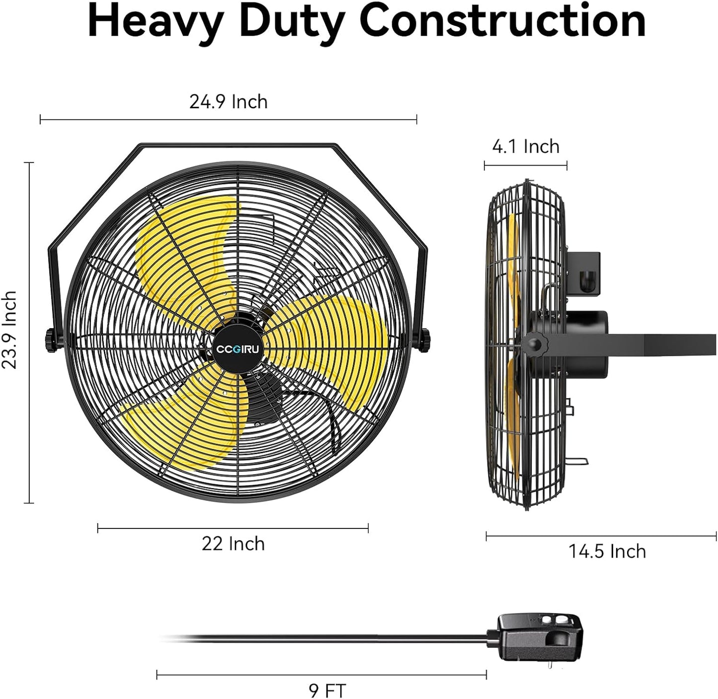 5400 CFM 20" Outdoor Wall Mount Fans, High Velocity 3-Speed Waterproof Professional Outdoor Fan, Heavy Duty Industrial Wall Fan for Patio, Commercial, Gazebo, and Garage, UL Listed