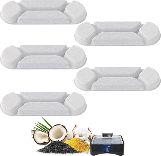 UPSKY 2.25Gal Elevated Dog Water Fountain Filter, 5 Pcs Replacement Filters, Multi-Layer Filtration System Carbon Filters Compatible with 8.5L/2.25Gal 4 Heights Adjustable Fountain