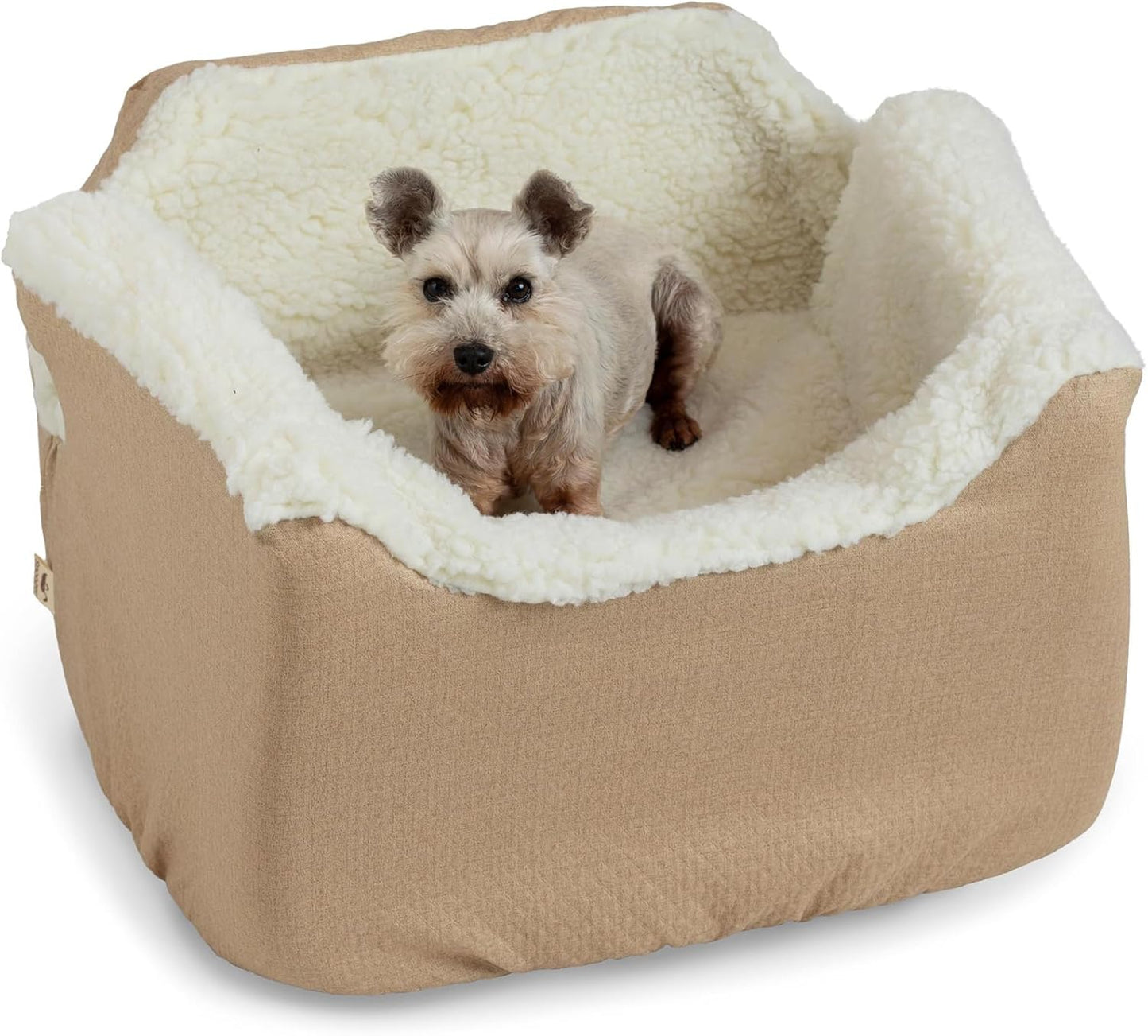 Snoozer Lookout I Car Seat - Dog Car Seats for Small Dogs, Puppy Booster Bed for Small & Medium Sized Pets Up to 25 Lbs, Elevated, Washable - Medium, Birch Diamond