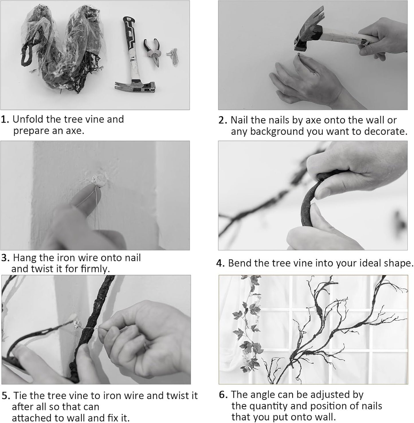 98in Bendable Wall Hanging Artificial Cherry Blossom Tree Vines Fake Reptile Plants Branches Twigs Trunk Garland for 3D Outdoor Bedroom Garden Home Background Halloween X'Mas Decoration