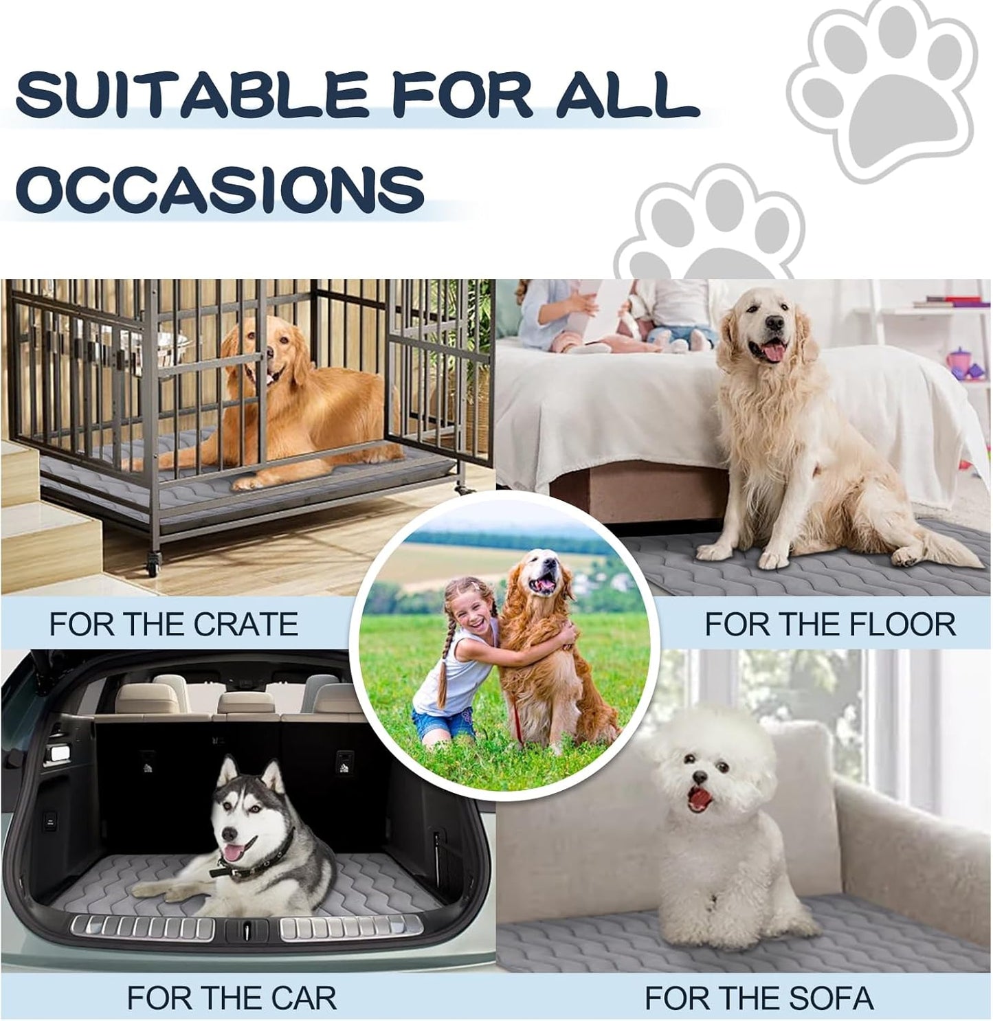 Bubble bear Dog Crate Mat - Upgraded Thick, Ultra Soft, Washable & Anti-Slip Kennel Pad for Small/Medium/Large Dogs, Dark-Hued to Hide Stains (42"x28")