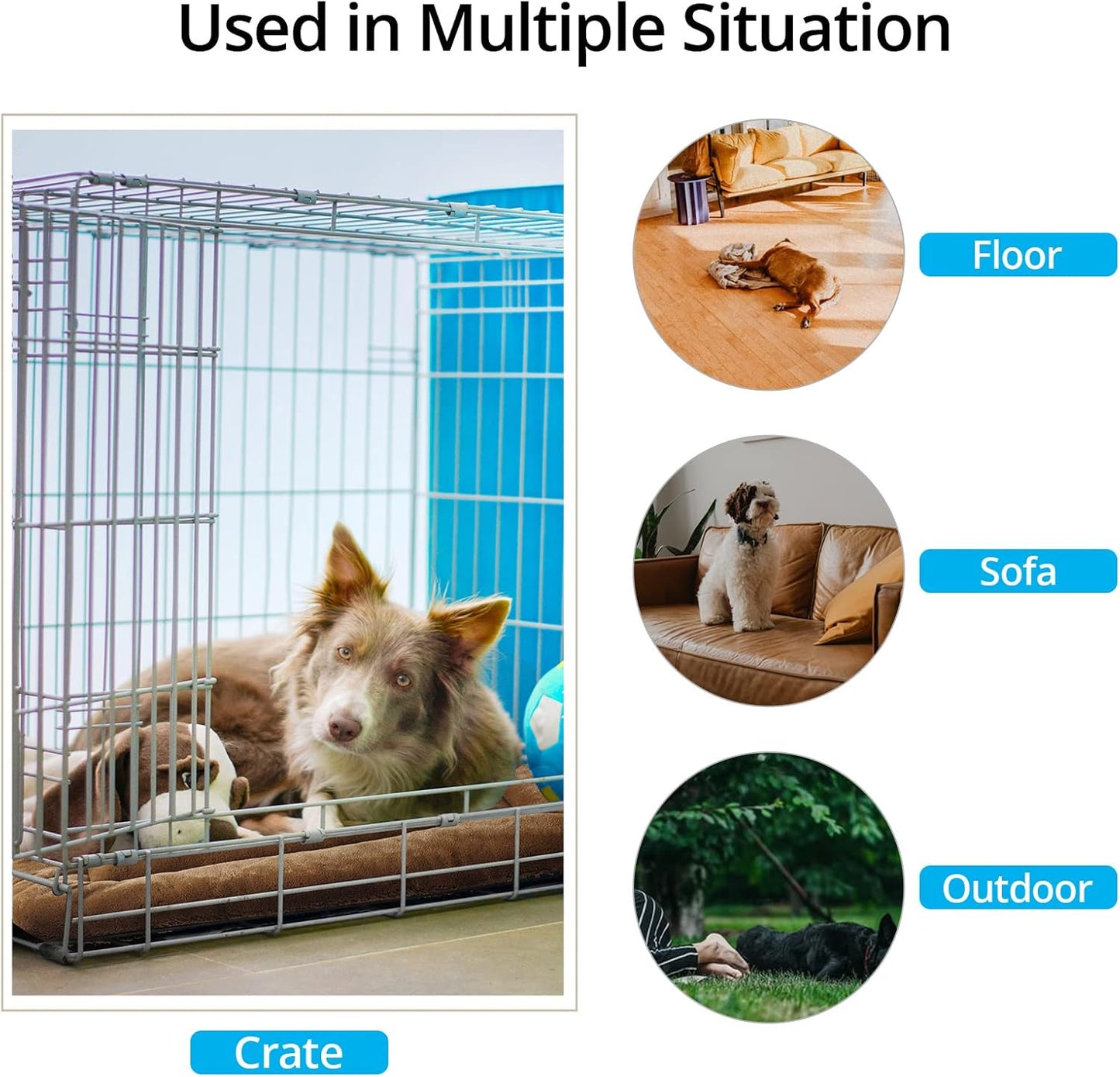 Dog Beds Crate Pad for Small Dogs Ultra Soft Dog Crate Bed Washable & Anti-Slip Kennel Pad for Dogs Cozy Sleeping Mat,Brown 24inch