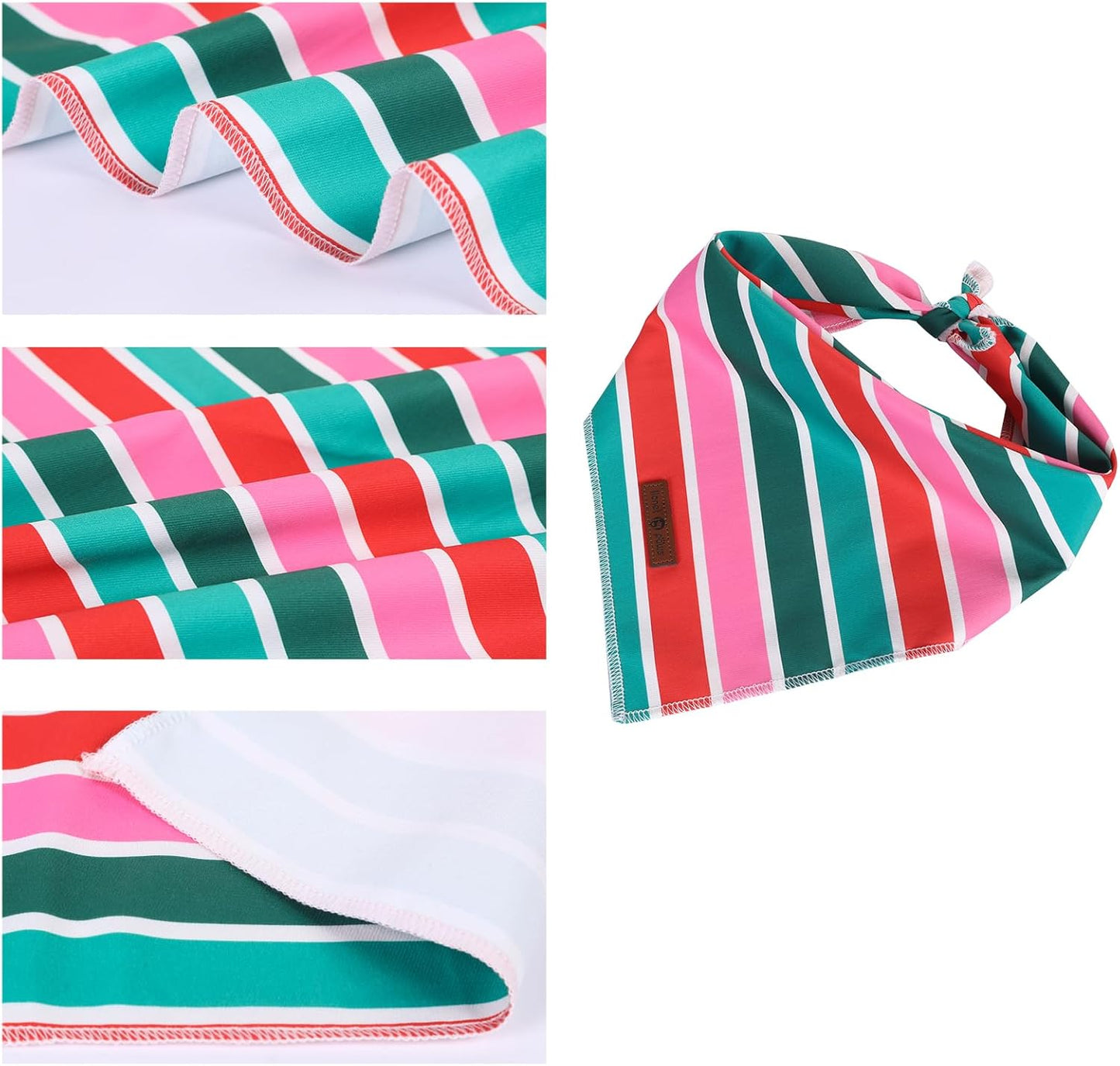 lionet paws Christmas Dog Bandana,Fabric Colorful Stripe Dogs Kerchief for Small Medium Dogs,Dog Cotton Triangle Bibs Scarf for Girl Boy