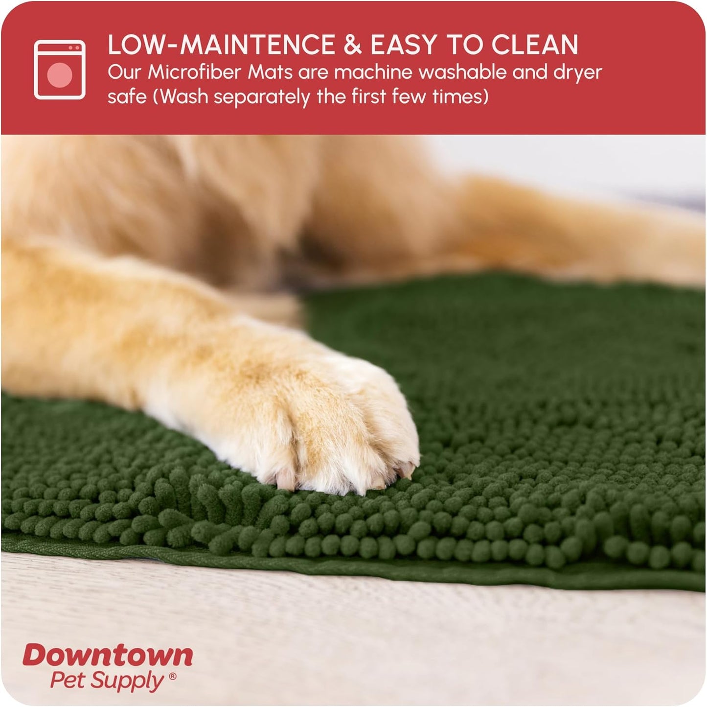 My Doggy Place Microfiber Dog Mat for Muddy Paws, 60" x 36" Chive - Non-Slip, Absorbent and Quick-Drying Dog Paw Cleaning Mat, Washer and Dryer Safe - X-Large/Runner