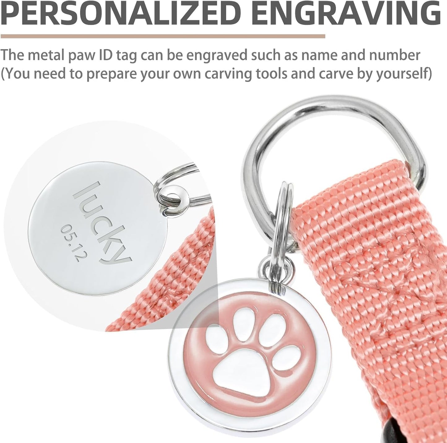 PUPTECK No Pull Dog Harness Soft Adjustable Basic Nylon Step in Puppy Vest Outdoor Walking with ID Tag Medium LightCoral