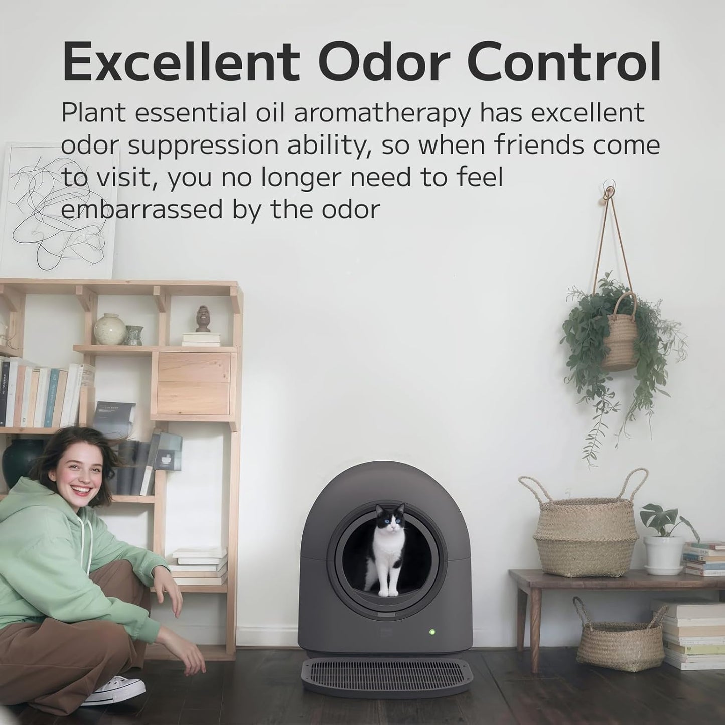 L1 Self-Cleaning Litter Box Automatic Electronic Hands-Free Smart Robot self Cleaning Litter Box - Safe Anti-Pinch,with Deodorizer and Liner and Litter Mat for Multiple Cats