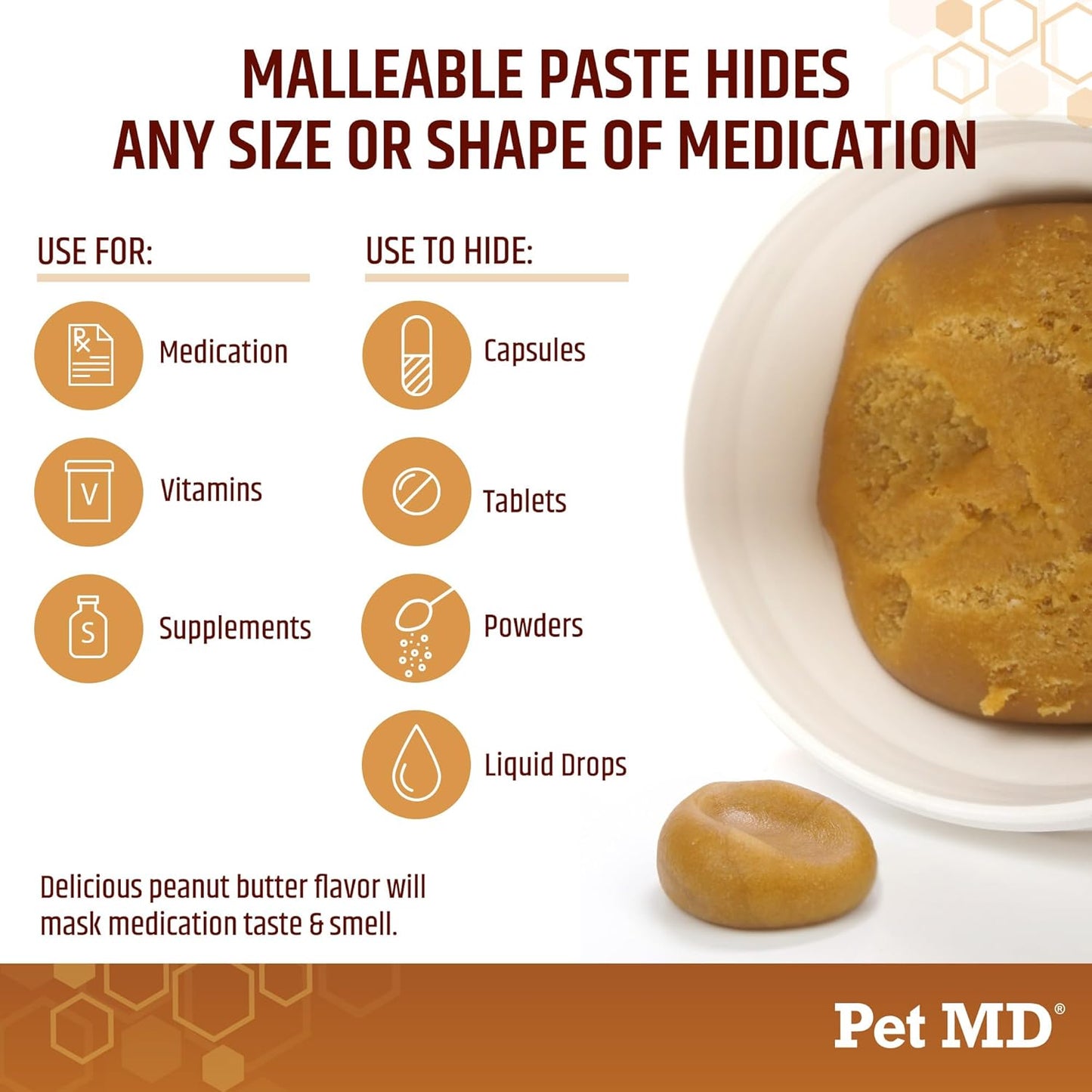 Pet MD Wrap A Pill Peanut Butter Flavor Pill Paste for Dogs - Make a Pocket or Pouch to Hide Pills & Medication - 8 oz