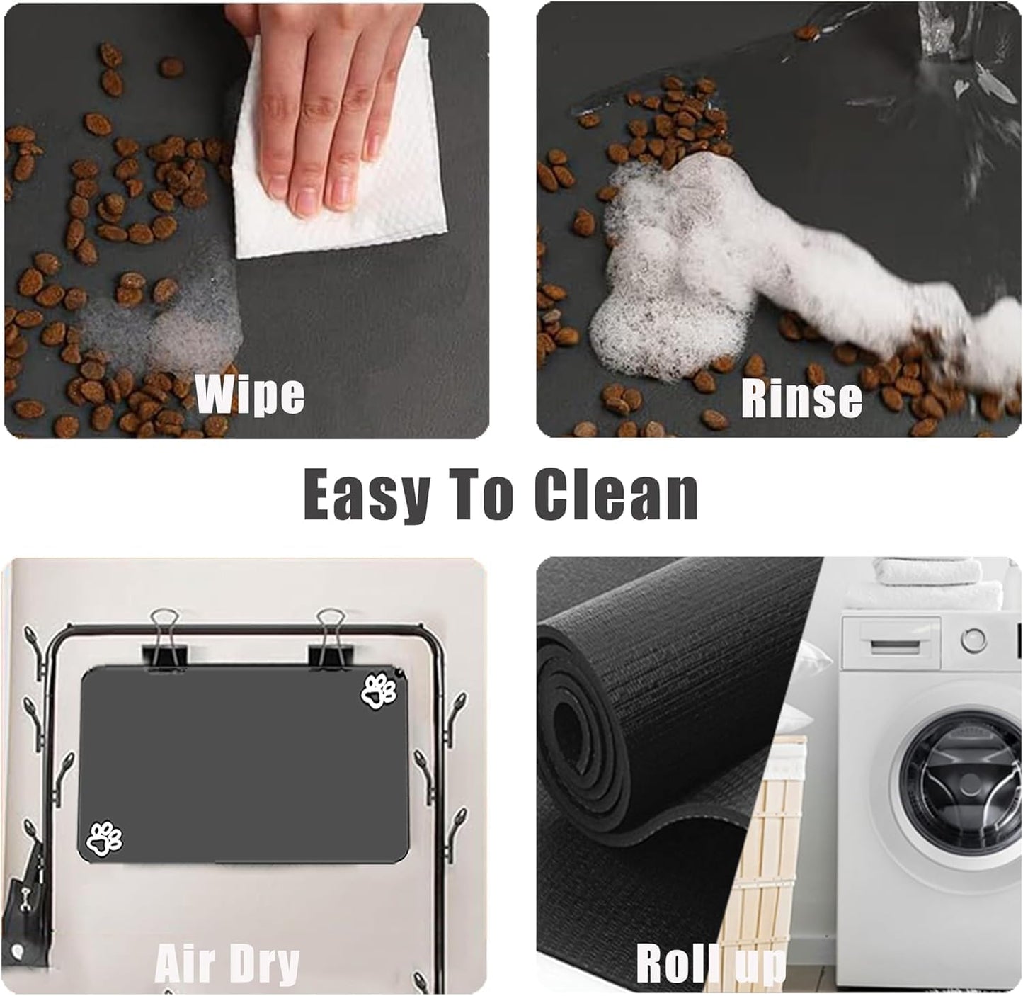 Large Pet Feeding Mat,Super Absorbent Pet Mat,Quick Dry Cat & Dog Water Dispenser Mat,No Stains Non Skid Pet Food Mat for Food and Water Bowl,Easy to Clean Pet Placemats (Dark Brown, 40'' x 32'')