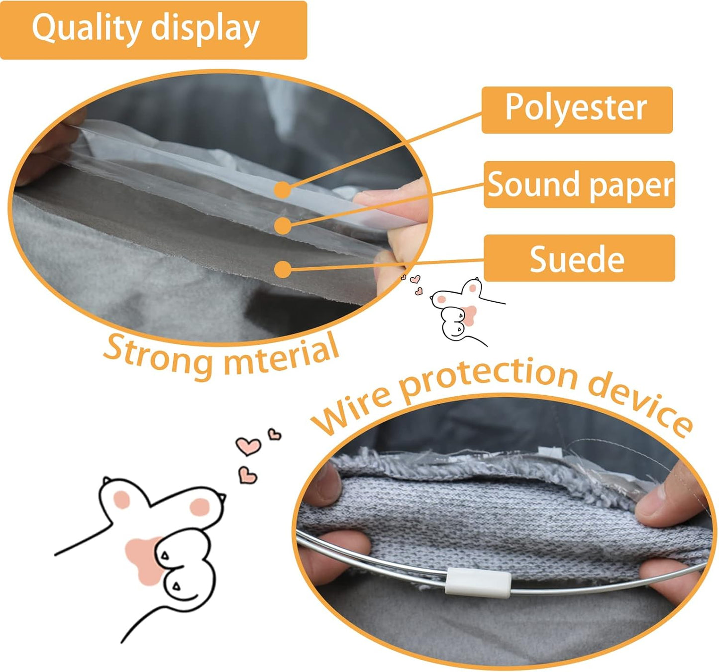 Cat Tunnel for Indoor Cats, 51×12 inch Foldable Big Cat Tunnel, Grey Suede Pet Tunnels with Two Peepholes and a Bubble Ball