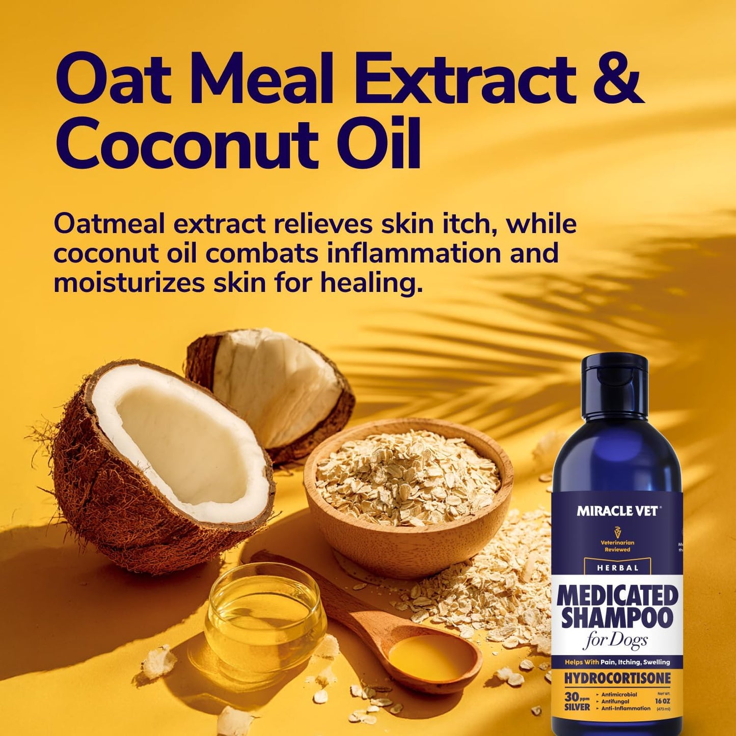 Medicated Dog Shampoo for Itchy Skin Relief - Yeast Infection Treatment for Dogs & Dog Allergy Relief Hot Spot Treatment - Hydrocortisone Antifungal Shampoo (16 oz)