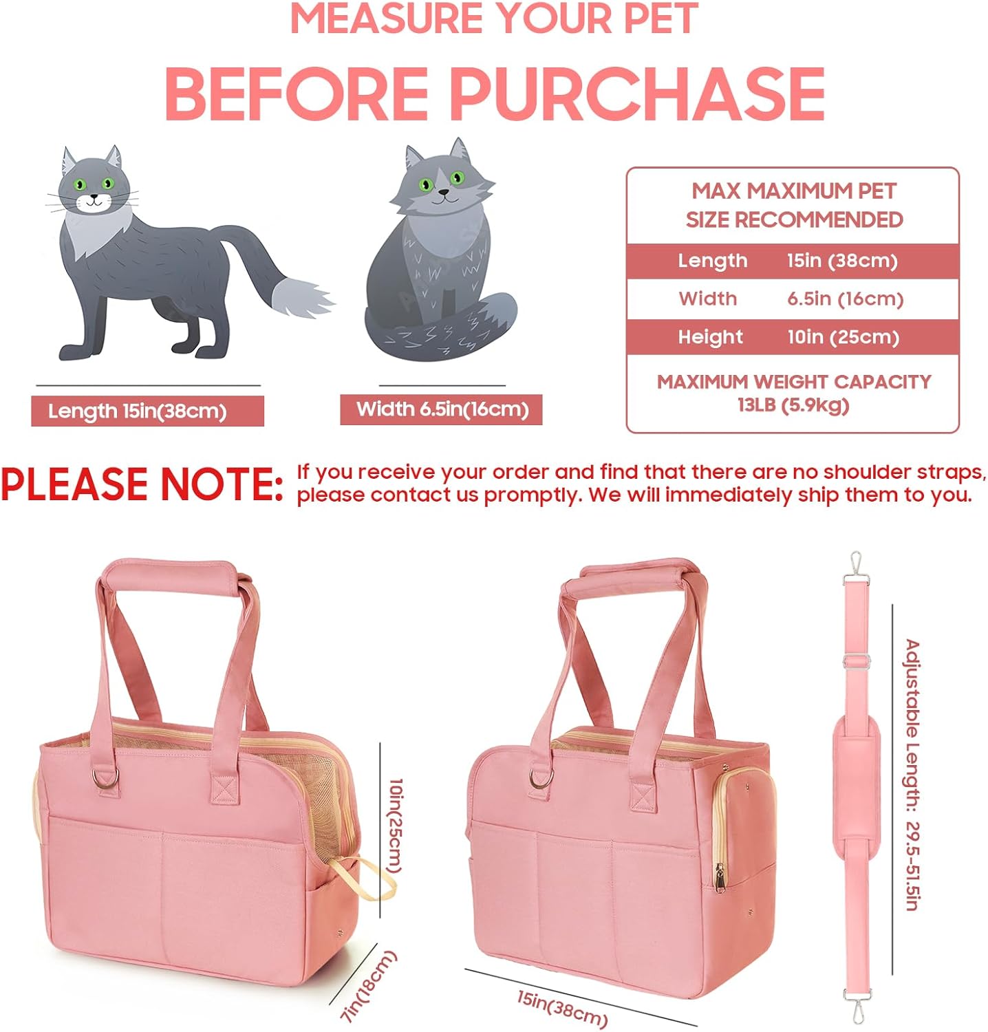 Dog Carriers for Small Dogs, Soft Sided Folding Small Dog Carrier for Dogs Medium Cats Puppies up to 13 Lbs, Washable Breathable Puppy Carrie Carrier for Outdoor Travel (Small Pink)