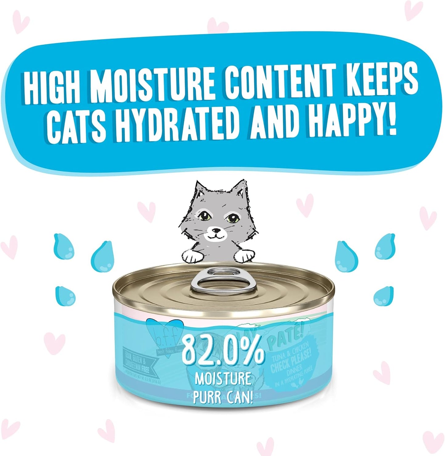 Weruva B.F.F. Play - Best Feline Friend Paté Lovers, Aw Yeah!, Tuna & Chicken Check Please! with Tuna & Chicken, 5.5oz Can (Pack of 8)