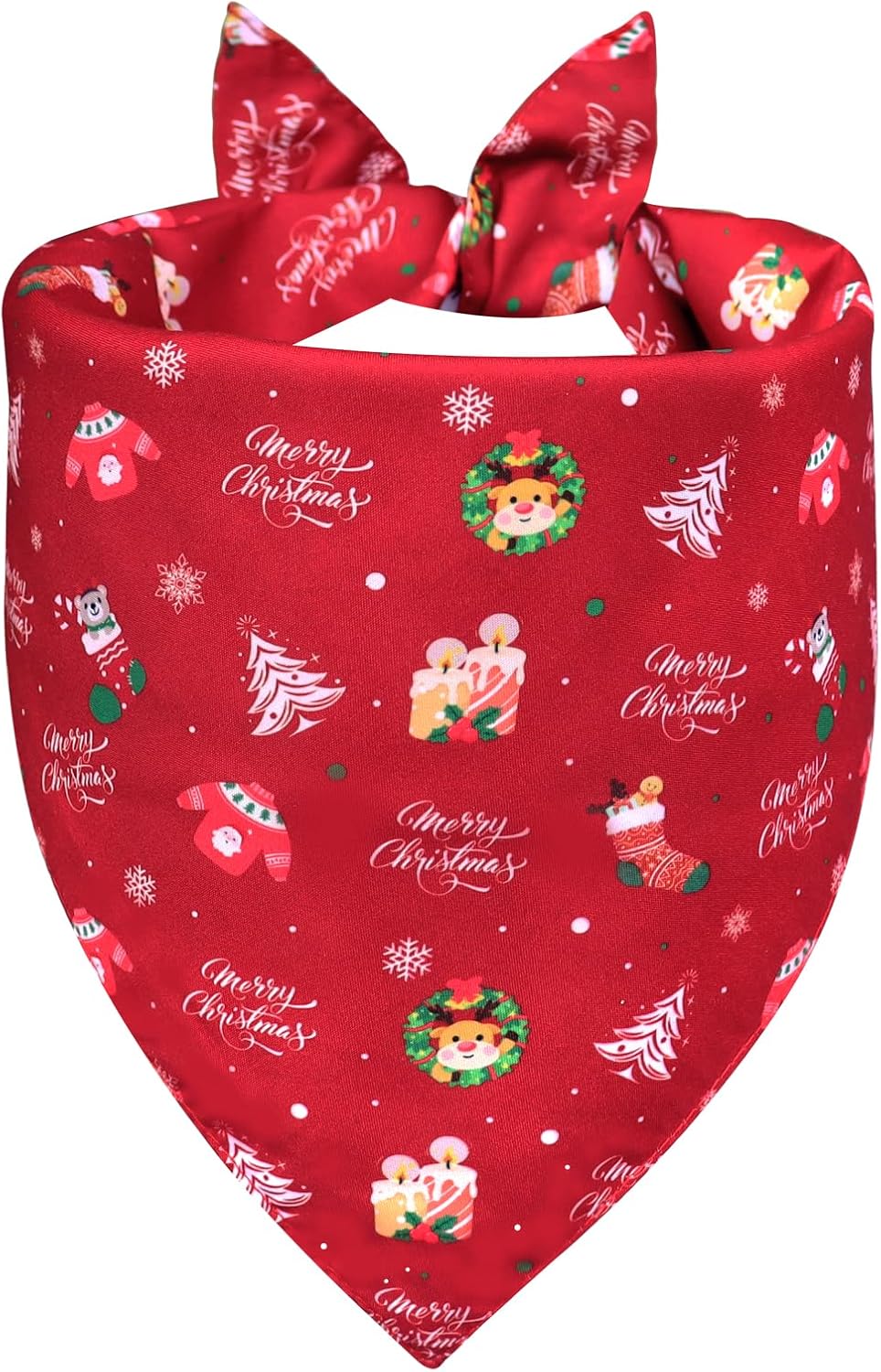Christmas Dog Bandana for X-Large Dogs - Reversible Santa Snowman Print Scarf - Soft, Quick-Dry Pet Neckwear for Holiday Photos & Gifts
