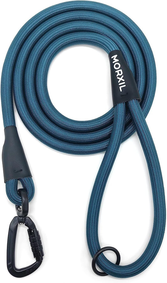 Rope Dog Leash, 6 Foot Heavy Duty Dog Leash with Aviation Aluminum Auto Locking Carabiner, Strong Nylon Pet Lead for Small, Medium, Large Dogs (Navy Blue, 6FT)