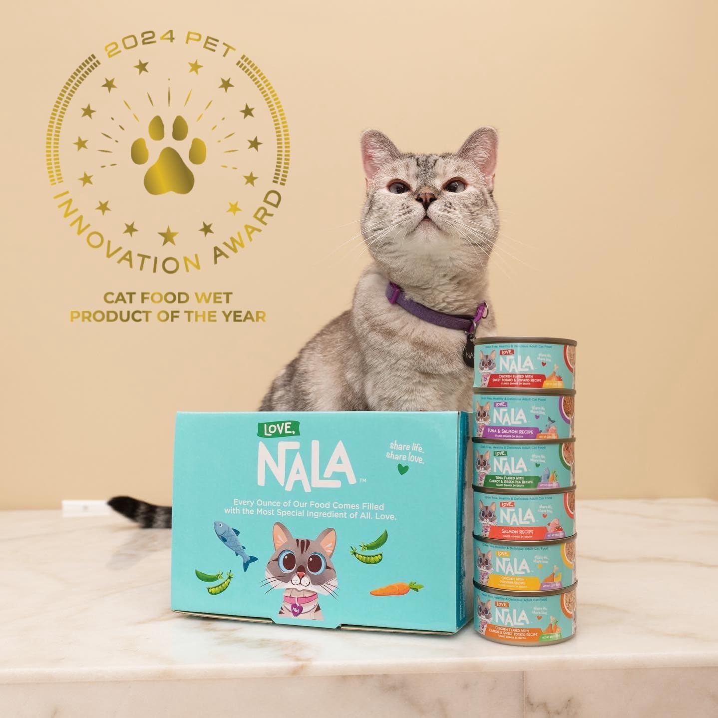 LOVE, NALA - Natural Adult Cat Wet Food - Pate Chicken with Carrot & Pumpkin Recipe- Grain Free, Non-GMO, Lean Protein, Digestive Fiber Blend, Added Minerals & Vitamins - 12 Pack 2.4 lbs.