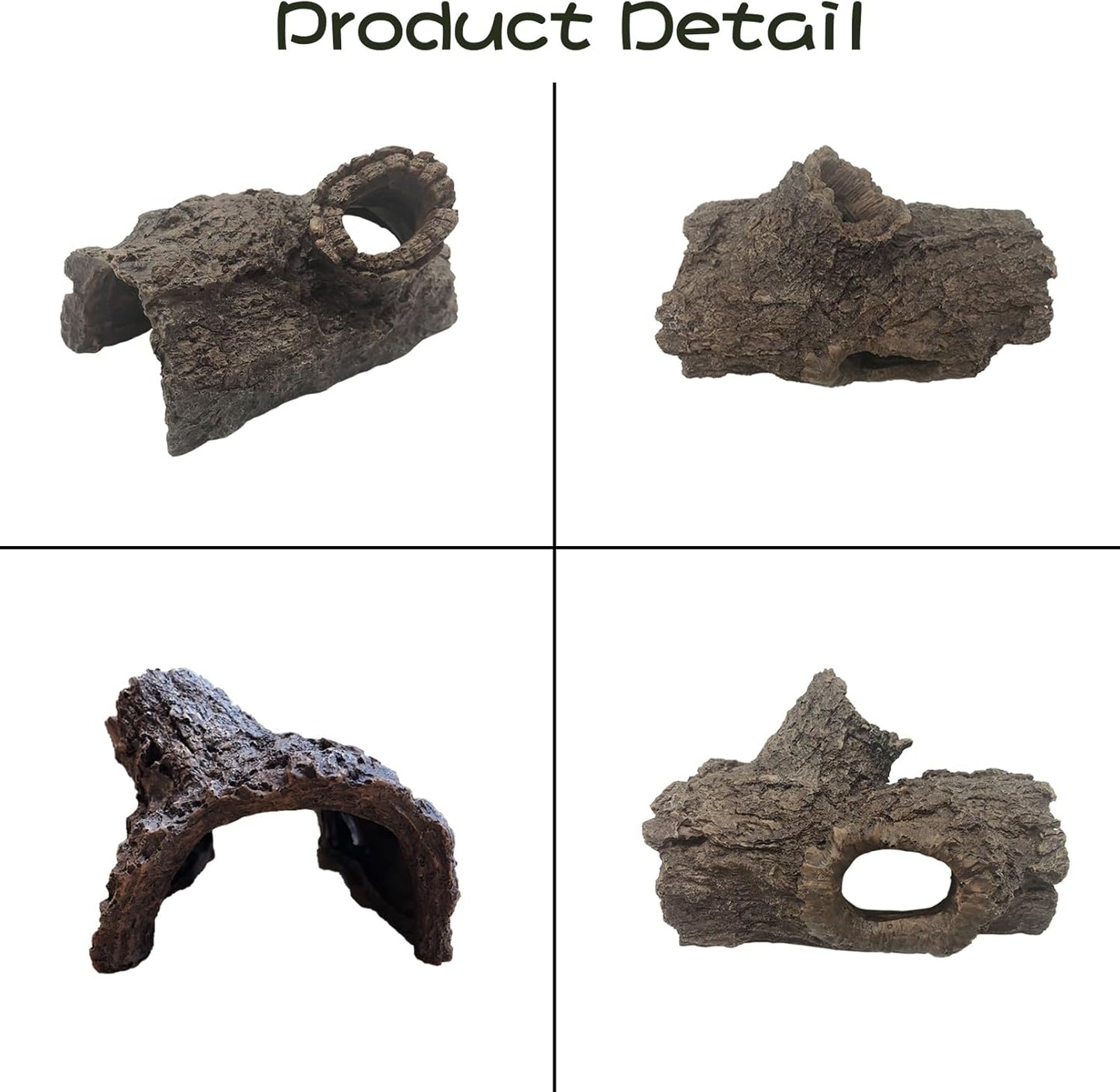 Tfwadmx Leopard Gecko Hide, 7" Reptile Hideout, Resin Simulated Hollow Log for Aquarium, Betta Fish Hideout, Reptile Tank Accessories for Corn Snakes, Young Lizards, Hermit Crabs, Frogs