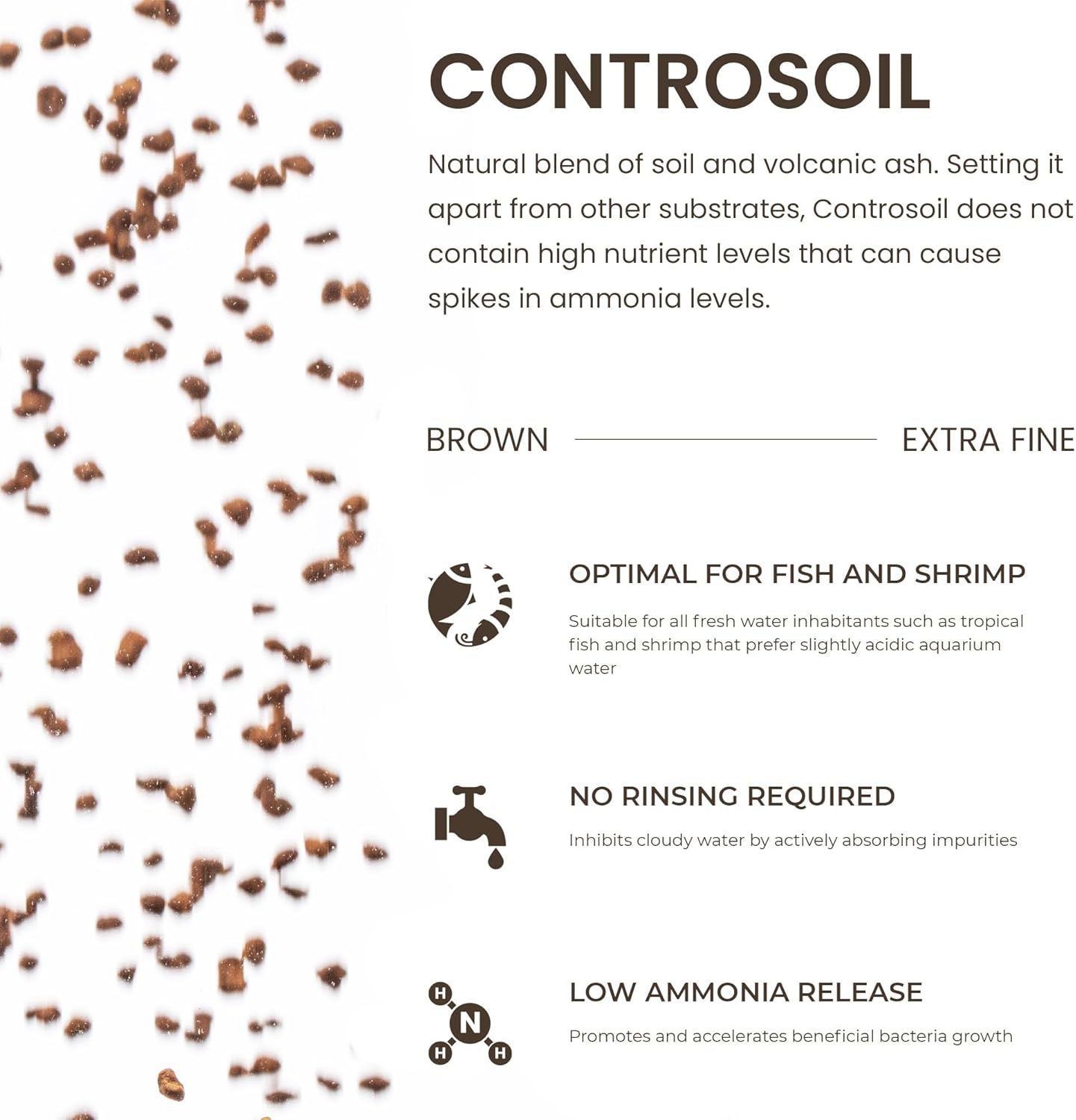Ultum Nature Systems Controsoil - Freshwater Aqua Soil Substrate for Fish, Shrimp, Live Plant Propagation and Aquascaping - 6.8pH Low Ammonia, Volcanic Ash - Brown, Extra Fine (1 Liter | 2LB)