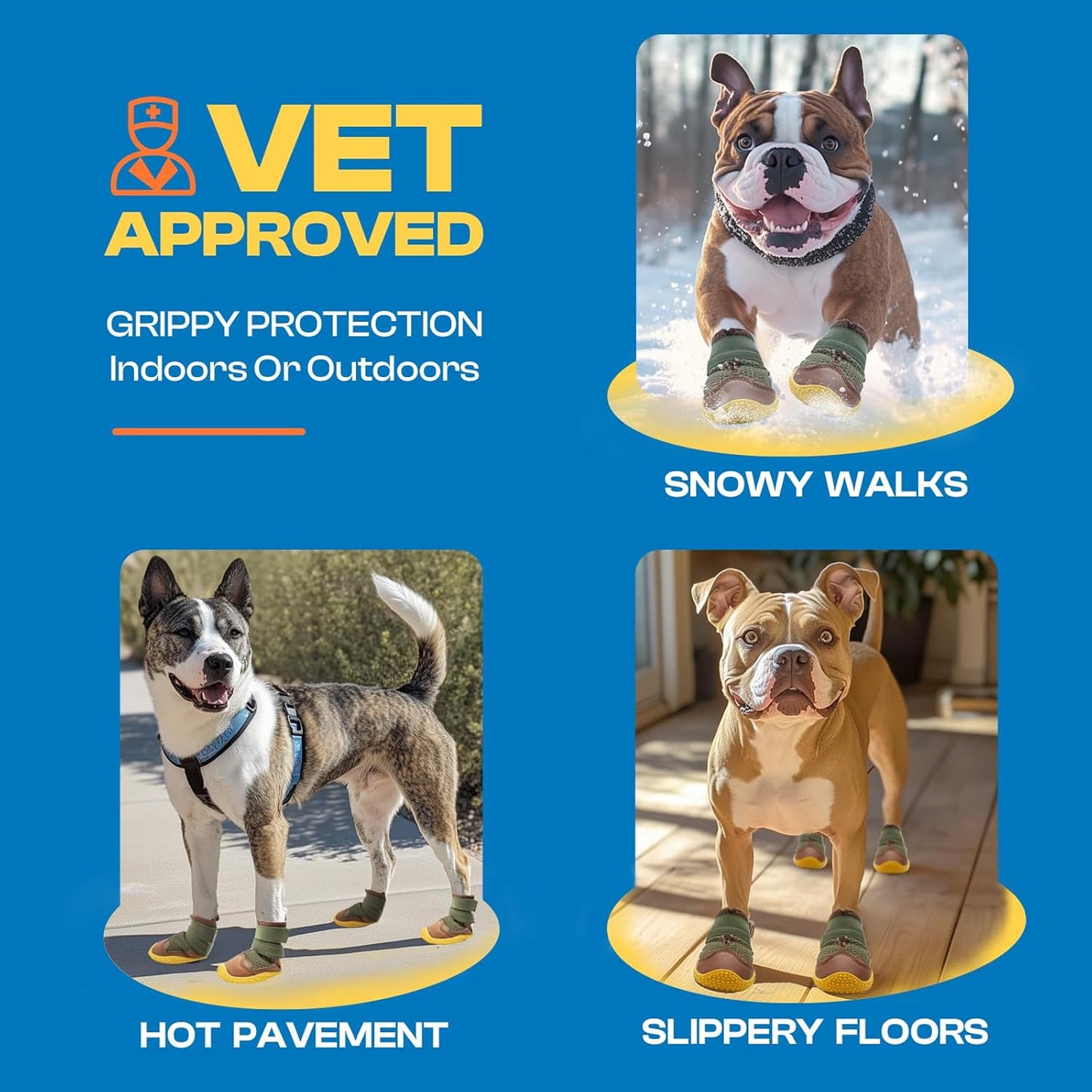 Dog Shoes for Large Dogs, Medium Dog Boots & Paw Protectors for Hardwood Floors, Outdoor Dog Booties for Hot Pavement Winter Snow Hiking, Breathable Dog Shoes with Reflective Strips Size 3