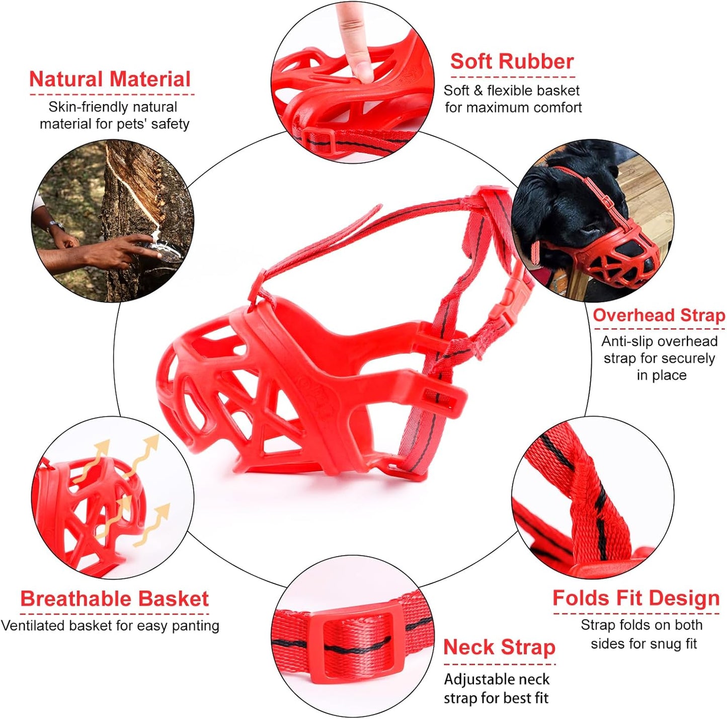 Mayerzon Dog Muzzle, Breathable Basket Muzzles for Small, Medium, Large and X-Large Aggressive Dogs Beagle German Shepherd Doberman, Cage Mouth Guard Stop Biting Chewing for Grooming Training