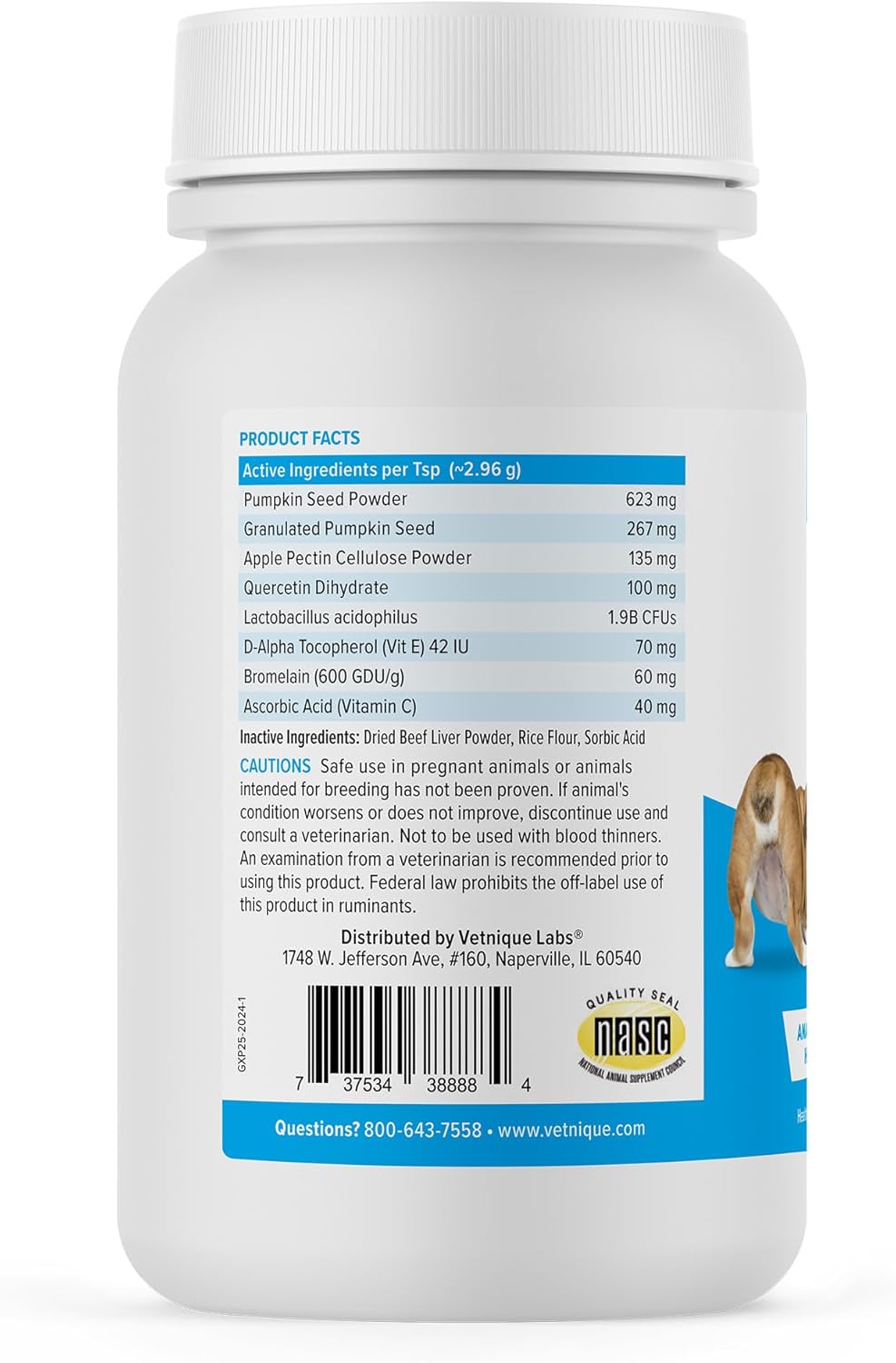 Vetnique Labs Glandex Dog Fiber Supplement Powder for Anal Glands with Pumpkin, Digestive Enzymes & Dog Probiotics for Digestive Health - Vet Recommended - Boot The Scoot (Beef Liver, 2.5oz Powder)