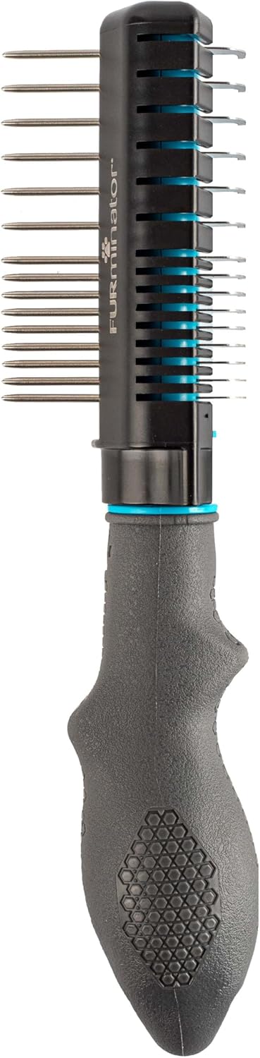 FURminator 2-in-1 Doodle Grooming Tool for Dogs, 1 Count, Dematting Tool with Comb for Mats, Tangles & Maintenance on Curly, Long, Silky & Wiry Coats