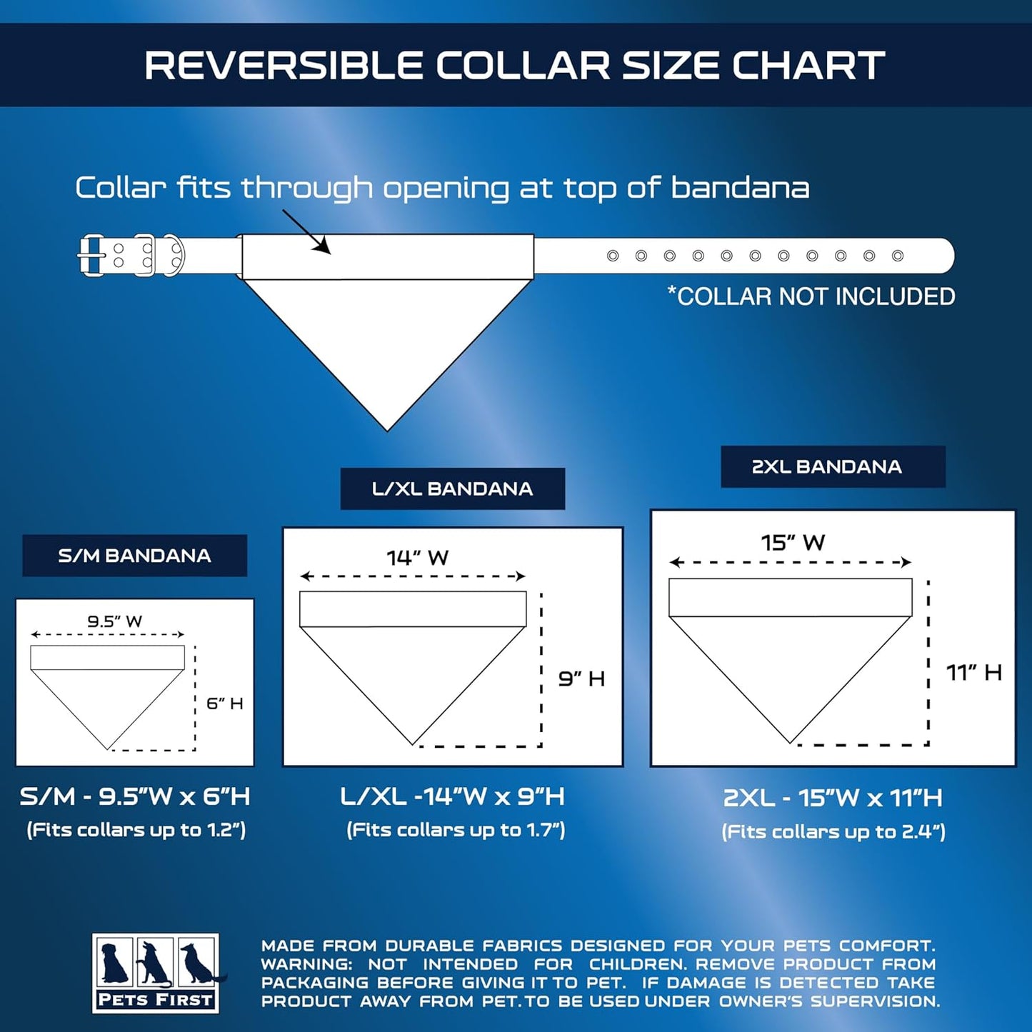 Pets First Collegiate Pet Accessories, Reversible Bandana, Penn State Nittany Lions Size XX-Large