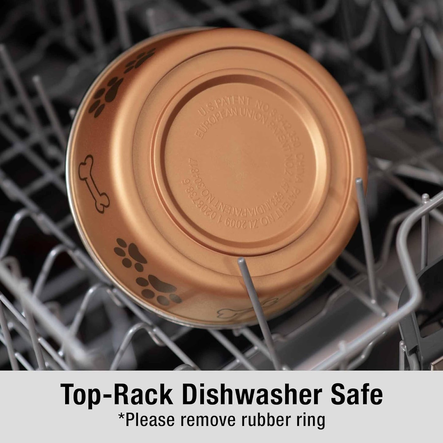 Loving Pets Bella Dog Bowls- Stainless Steel Dog & Cat Bowls - Spill Proof Dog Food Bowl, Cat Bowl, Puppy Essentials & Pet Supplies Great for Home & Travel (X-Large 65-100lbs, Champagne)