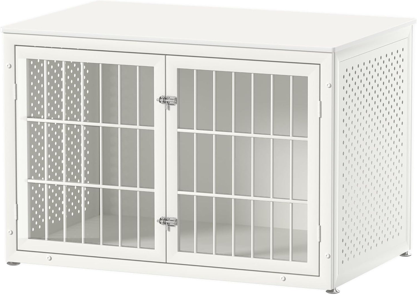 48" Heavy Duty Dog Crate Furniture for Large Dogs, Metal Cage for High Anxiety Dogs, Wooden Kennel Furniture Indoor, Decorative Dog Kennel End Table, XL,White