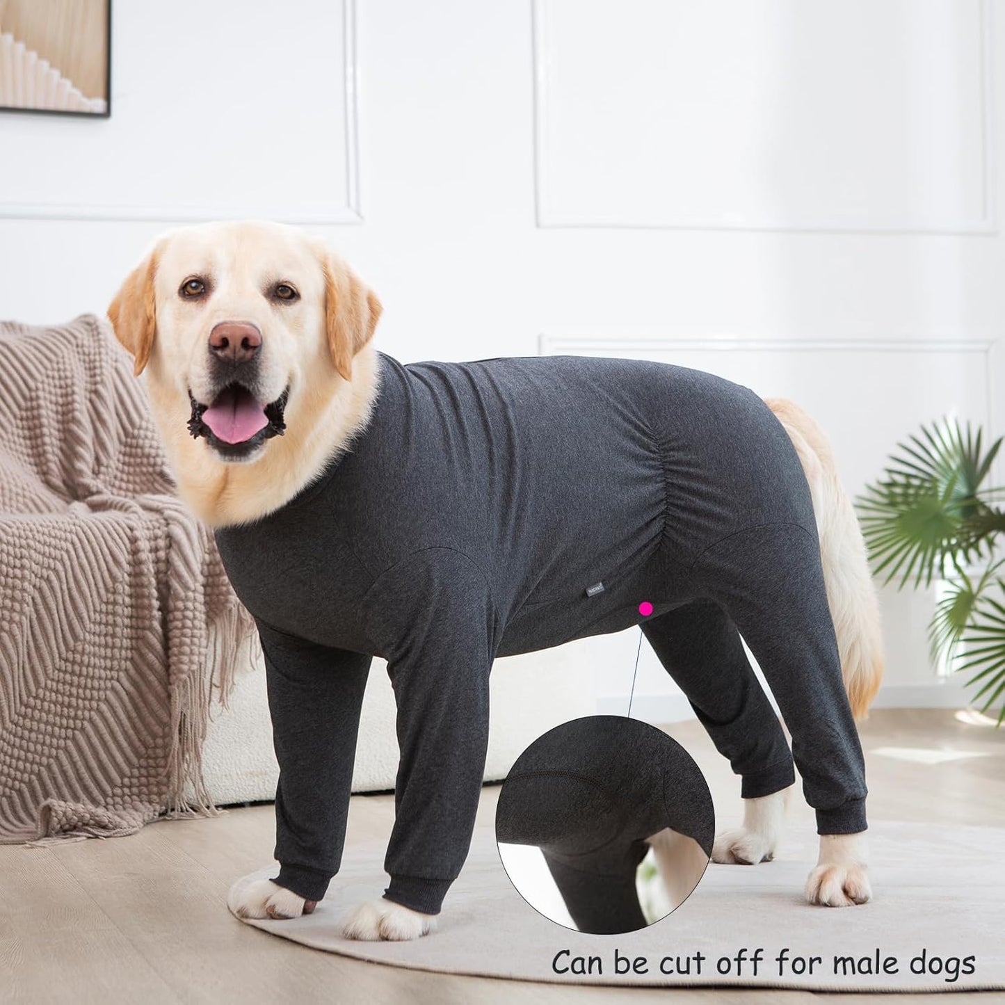Yeapeeto Dog Onesie Surgery Recovery Suit for Large Medium Bodysuit Dogs Pajamas PJS Full Body for Shedding, Prevent Licking, Wound Protection, Cone Alternative(6XL,Dark Grey)
