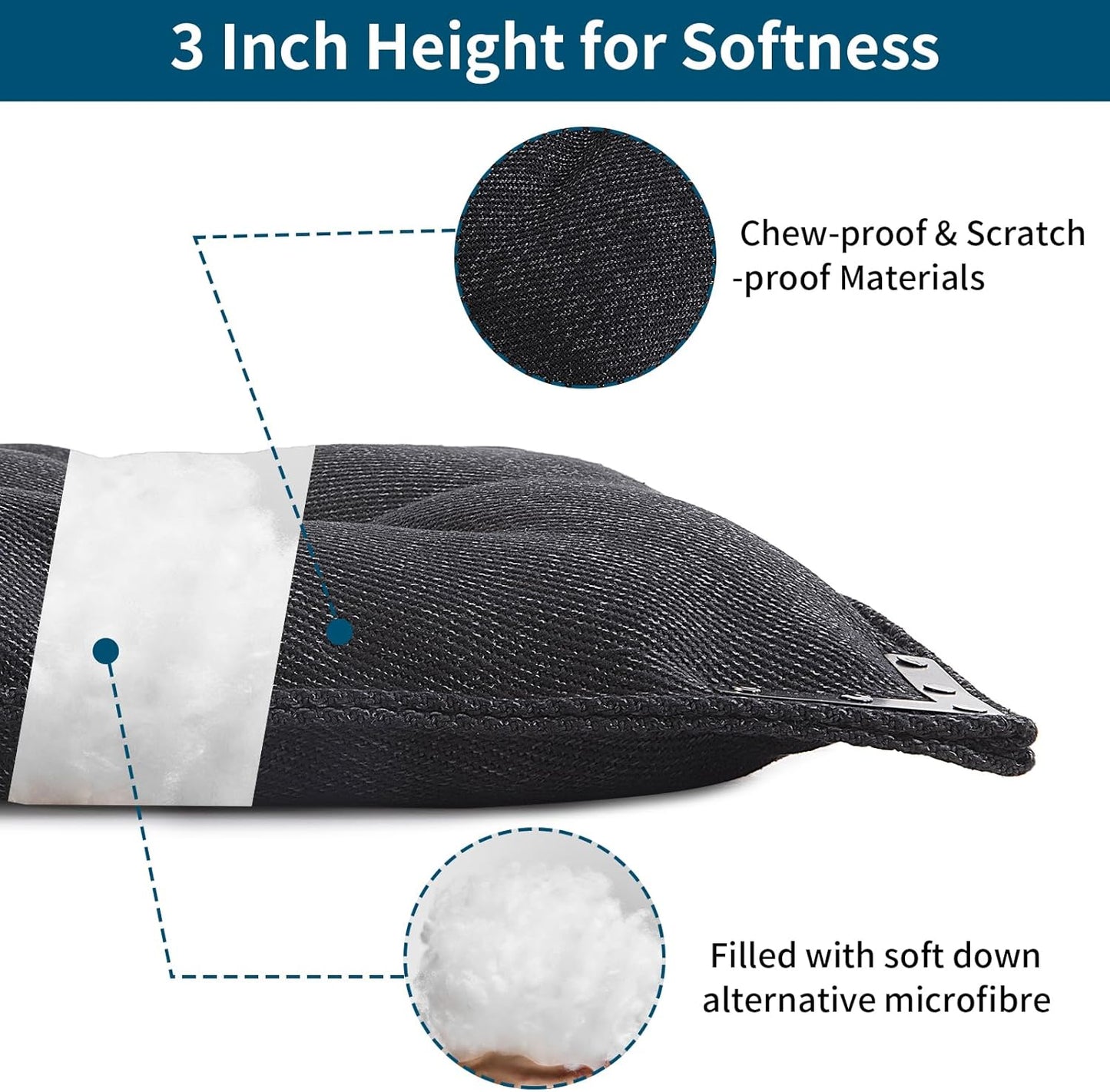 BALAPET Chew Proof Dog Bed with Metal Rivet Corner for Medium Dogs, Stable Kennel Pad Mat for Teething Puppy, Durable Indoor Outdoor Crate Pad for Medium Dog Crates, 35"x22"