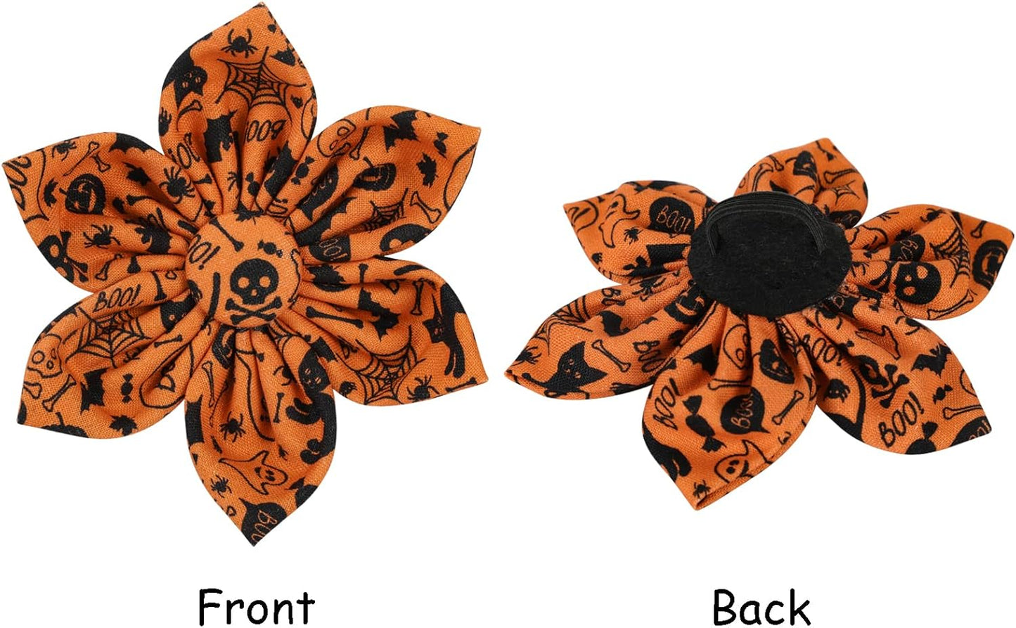 Lionet Paws Dog Collar with Flower - Cute Cotton Adjustable Flower Dog Collar with Metal Buckle for Large Dog Girl Gift, L, Neck 16-24in