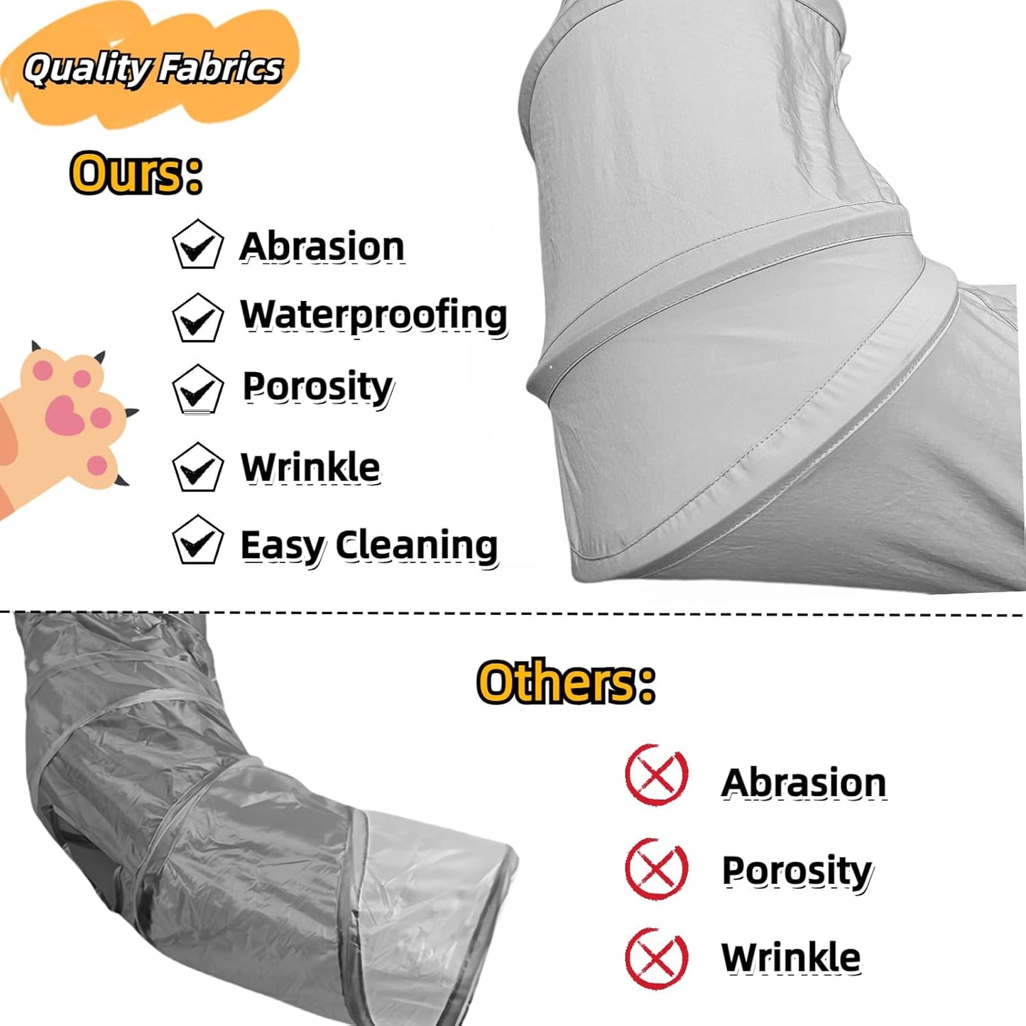 XxingSheep 4 Ways Shuttled XL Cat Tunnel Bed for Indoor Cats Peekaboo Cat Cave Donut with Cool Mat