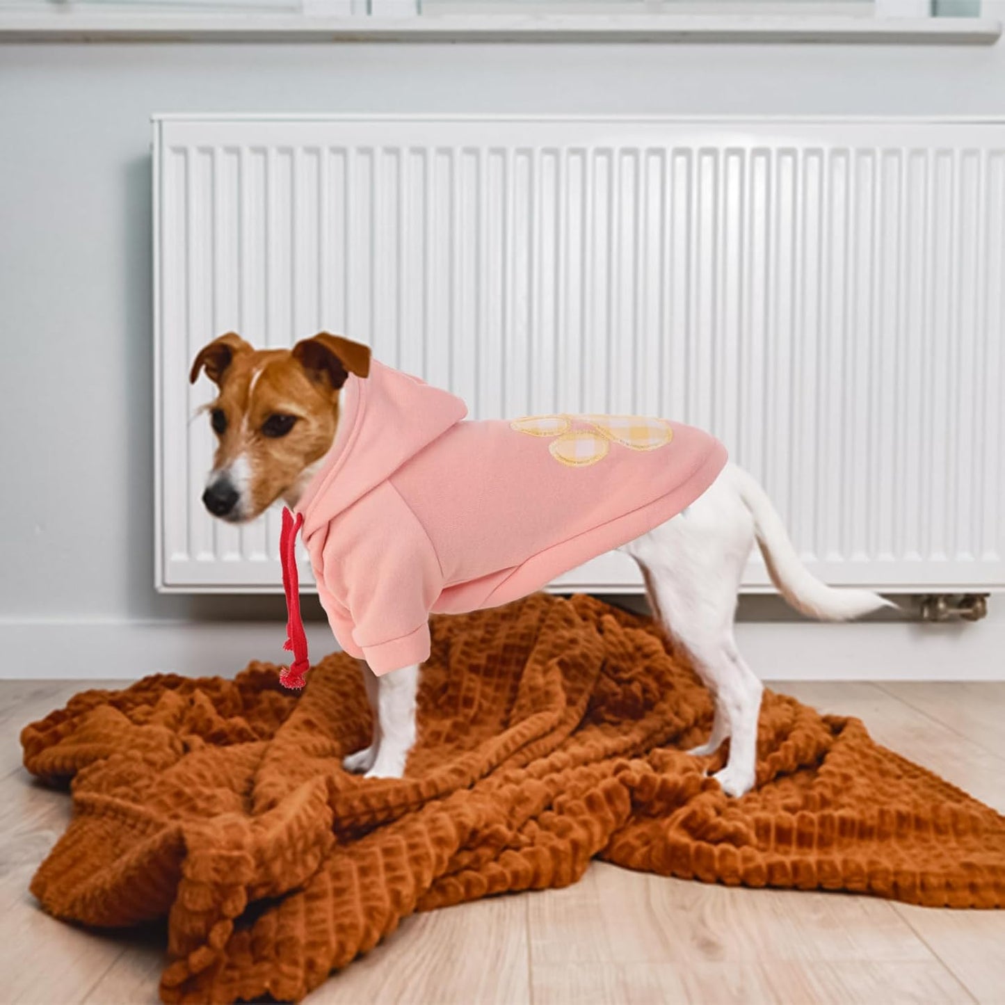 SAWMONG Dog Hoodie,Flannel Pet Hooded Sweater with Hat Puppy Pullover Sweater Shirt,Dog (Pink,L)