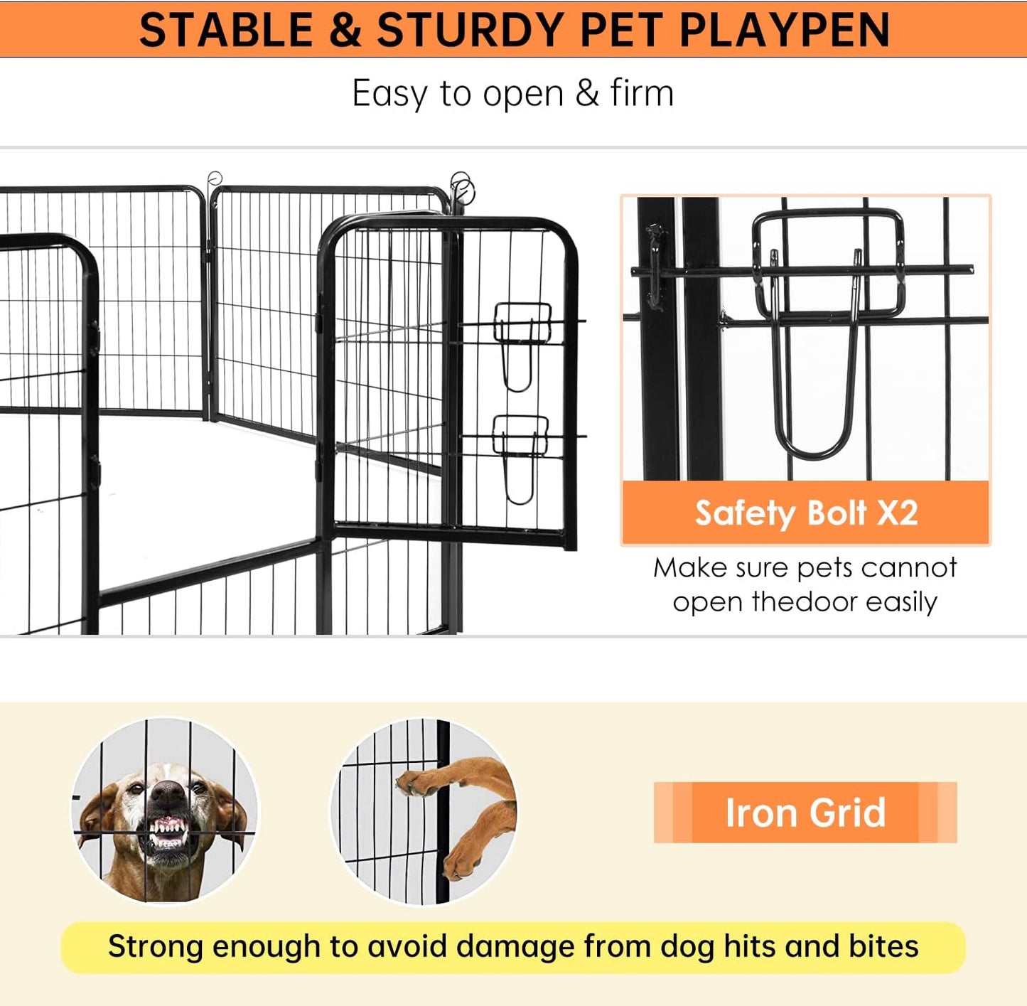 BestPet Dog Playpen Indoor 24 inch 8 Panels Metal Dog Pen Pet Dog Fence Outdoor Exercise Pen with Doors,Pet Puppy Playpen for RV Camping Yard, Black