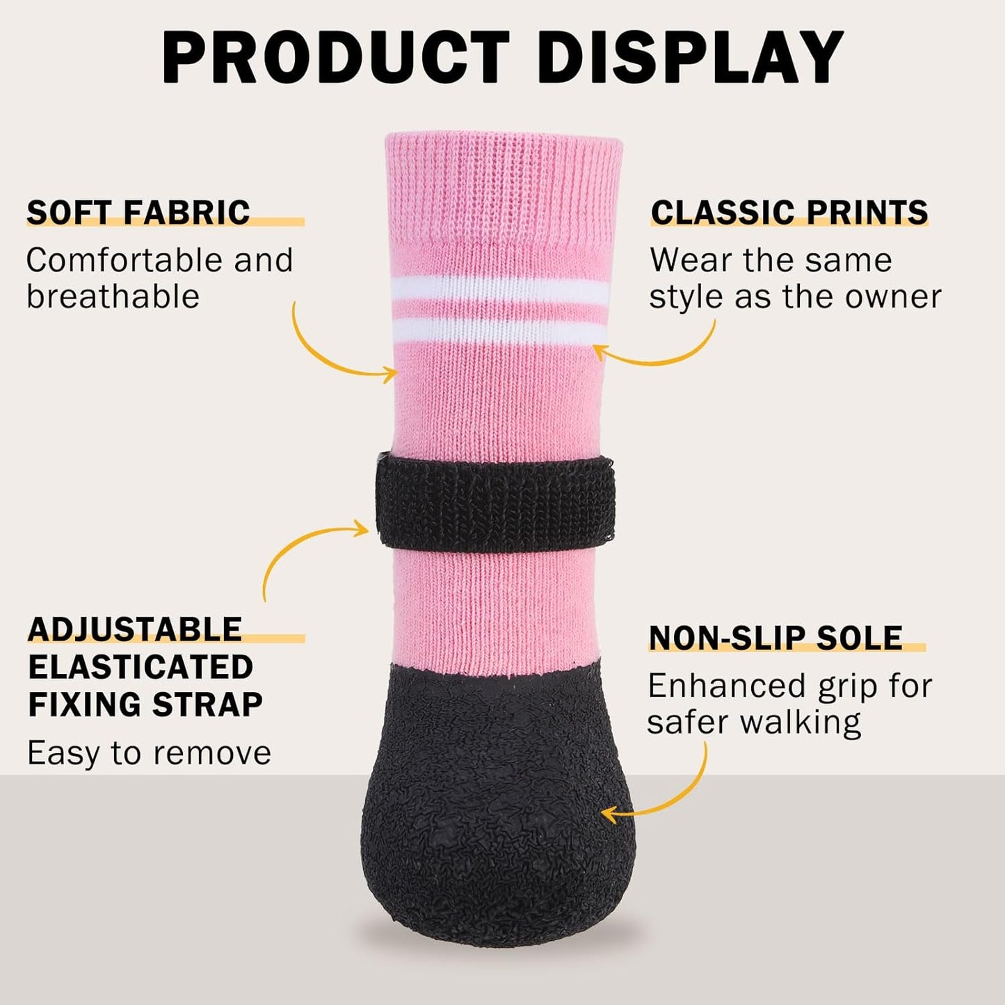 SCENEREAL Anti Slip Dog Boots & Paw Protectors for Hardwood Floor, Extended Dog Socks to Prevent Licking Paws, Waterproof Pet Snow Rain Shoe for Winter Medium Senior Dogs, Pink M