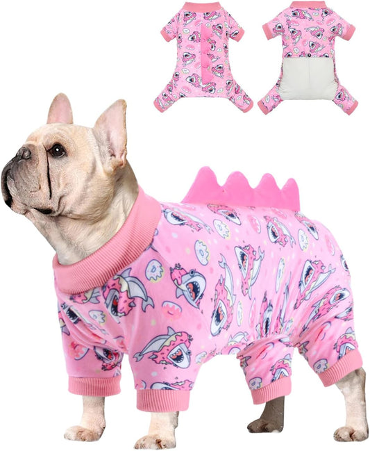 CuteBone Dinosaur Costume Dog Pajamas, Stretchy Spandex Crystal Velvet Sleepwear Coat for Small Dogs, Soft & Warm Pet Outfit Clothes for Cold Weather, Cozy Pullover Design COSP09S