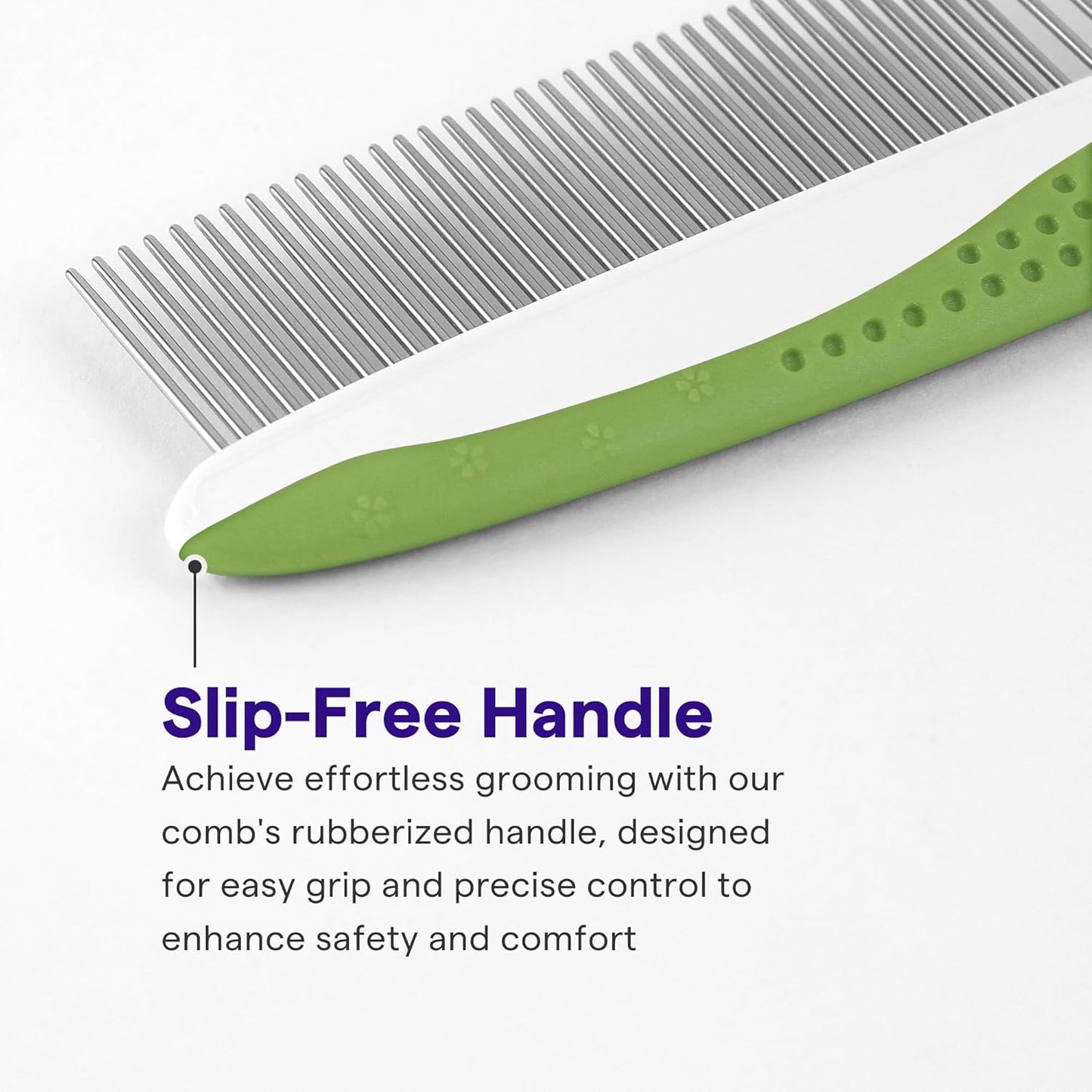 Dog & Cat Comb – Removes Tangles, Knots, and Matted Fur – Grooming Tool with Stainless Steel Teeth and Non-Slip Handle – Best Pet Hair Comb for Home Grooming Kit – Includes eBook Guide