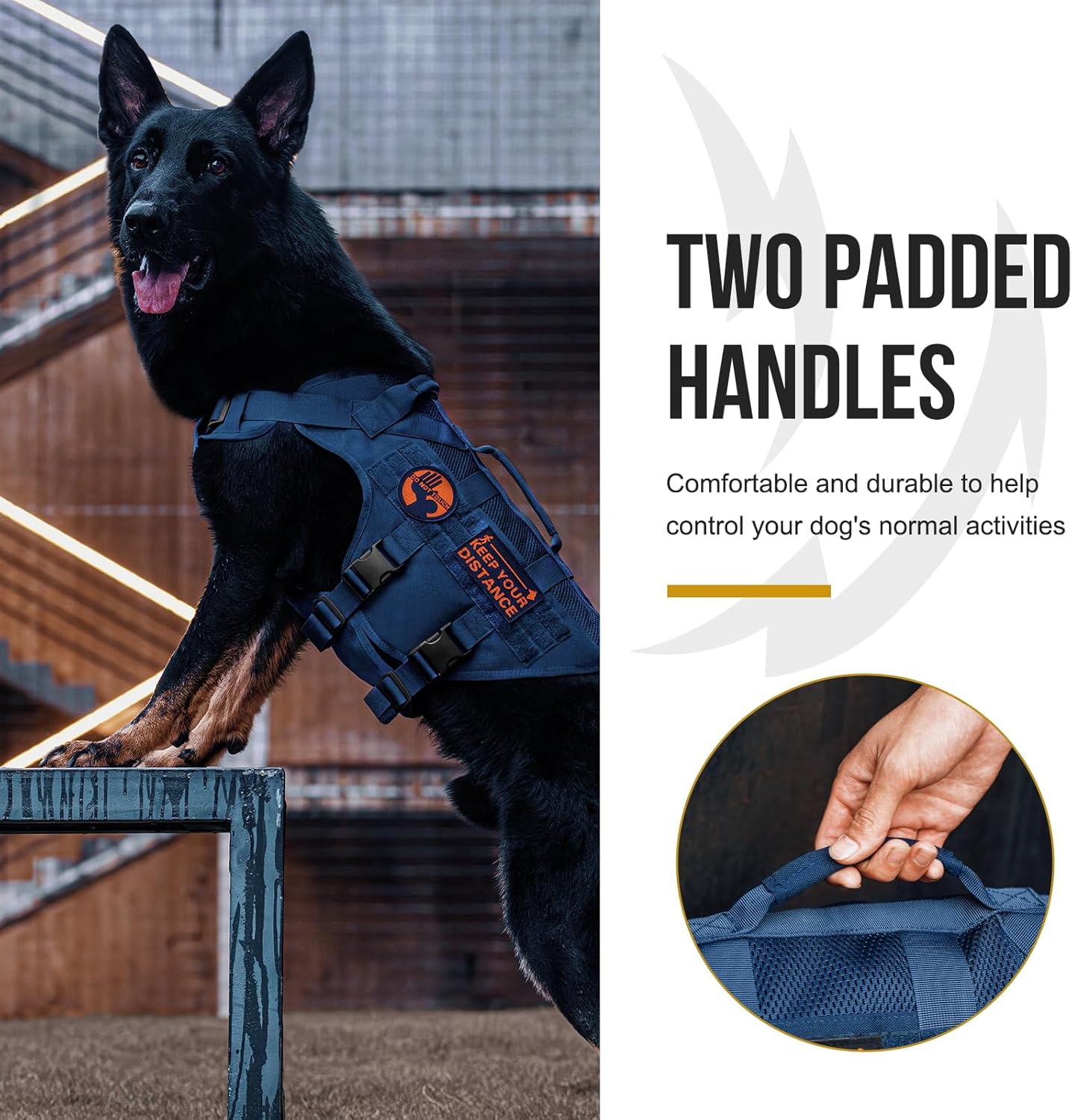 OneTigris Tactical Dog Harness for Small Dogs with Handles, Mesh Design Service Dog Vest Breathable Military Dogs Molle Vests with Handles, Harness for Walking Hiking Training (Blue, XS)