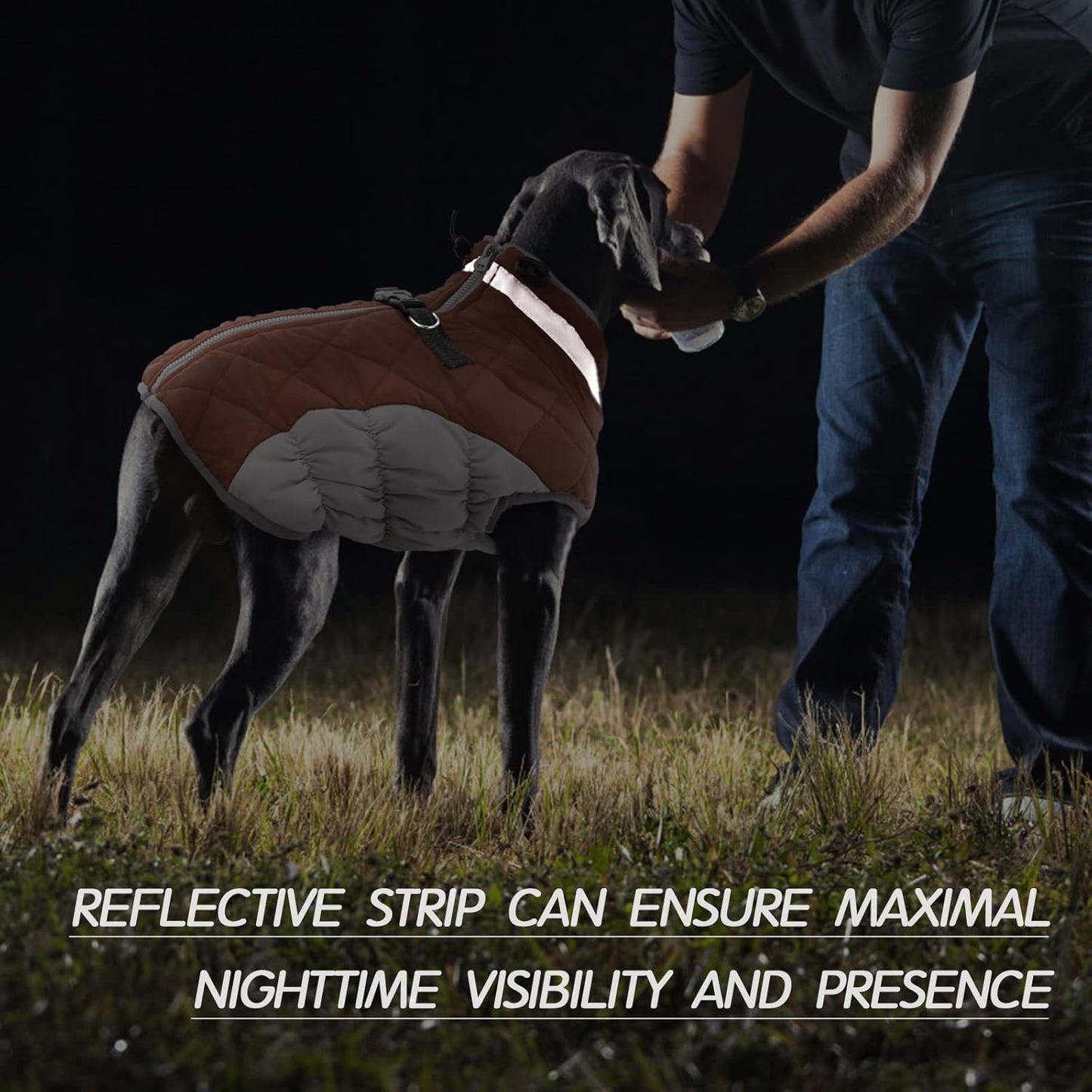 FUAMEY Dog Coat for Large Dogs,Waterproof Dog Winter Jacket with Harness Built in Puppy Cold Weather Coats Reflective Pet Vest with Zipper Warm Fleece Dogs Snowsuit Windproof Brown XXL