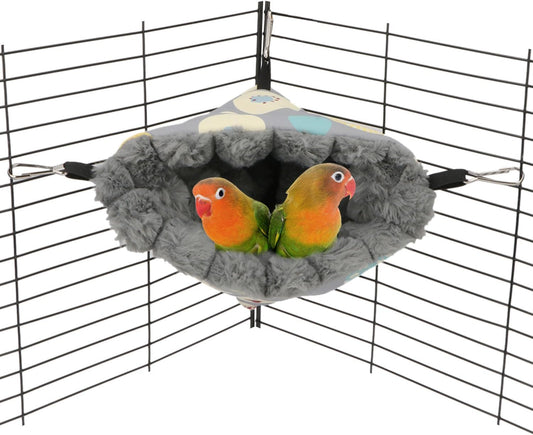 Wontee Bird Nest House Winter Warm Hanging Hammock Bird Bed Snuggle Hut for Parakeets Budgies Caique Conures Cockatiels (Medium, Grey)