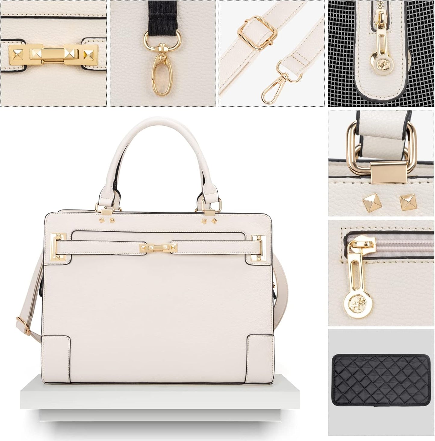 Fashion Pet Carrier Dog Cat Carrier Purse Soft-Sided Leather Handbag Pet Tote Bag for Small Dogs Puppy and Cats TSA Airline Approved (Beige)