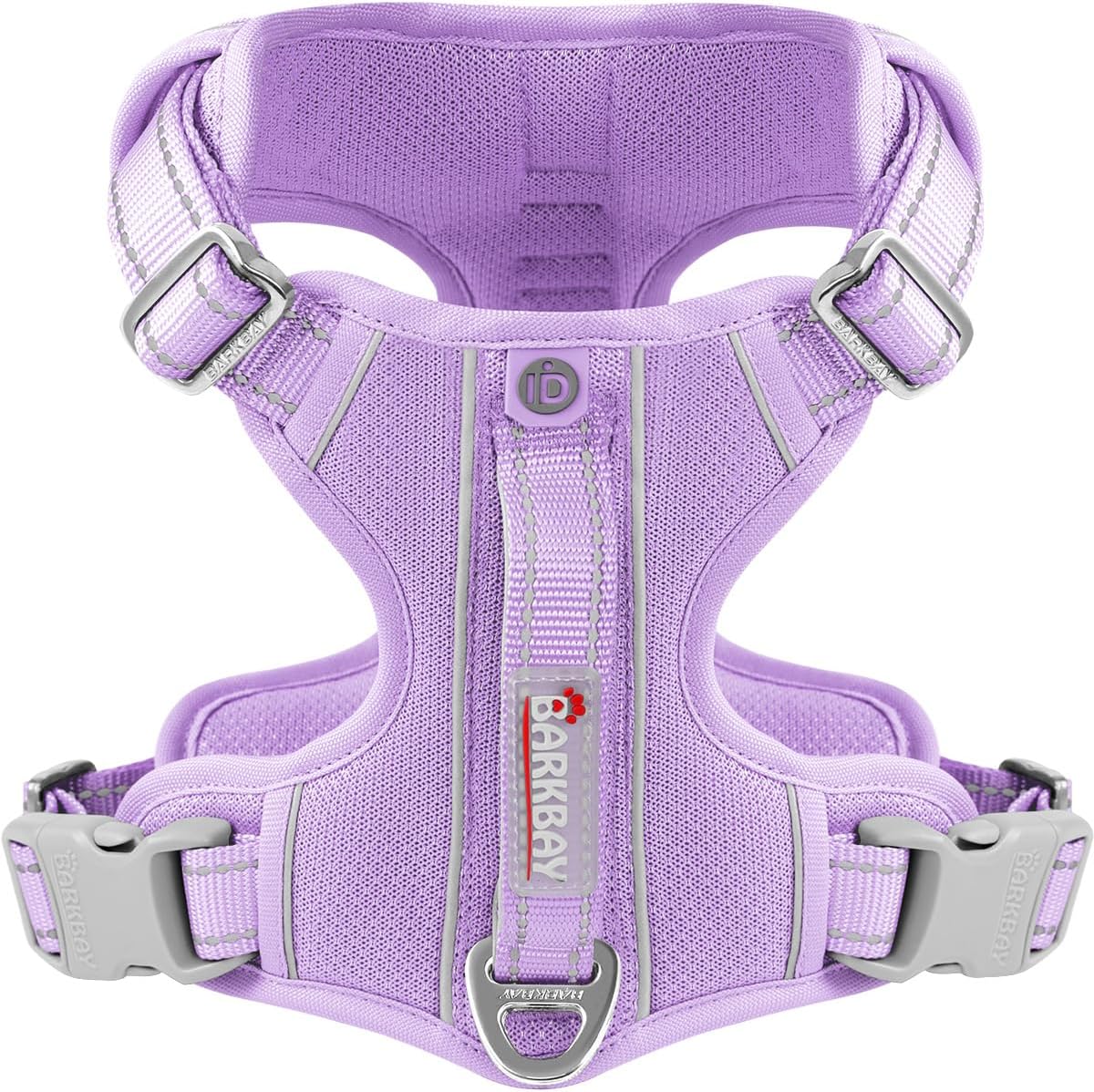 BARKBAY Dog Harness No Pull with ID Tag Pocket - Heavy Duty, Reflective, Easy Control for Large Dogs(Violet Purple,M)