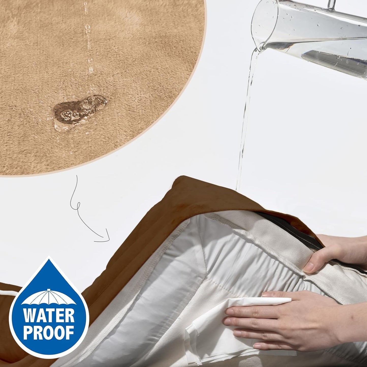 Comfort Expression Memory Foam Dog Beds, Orthopedic Washable Dogs Bed XXL, Waterproof Dog Beds Extra Large with Bolster & Removable Cover(XX-Large,Khaki Brown)