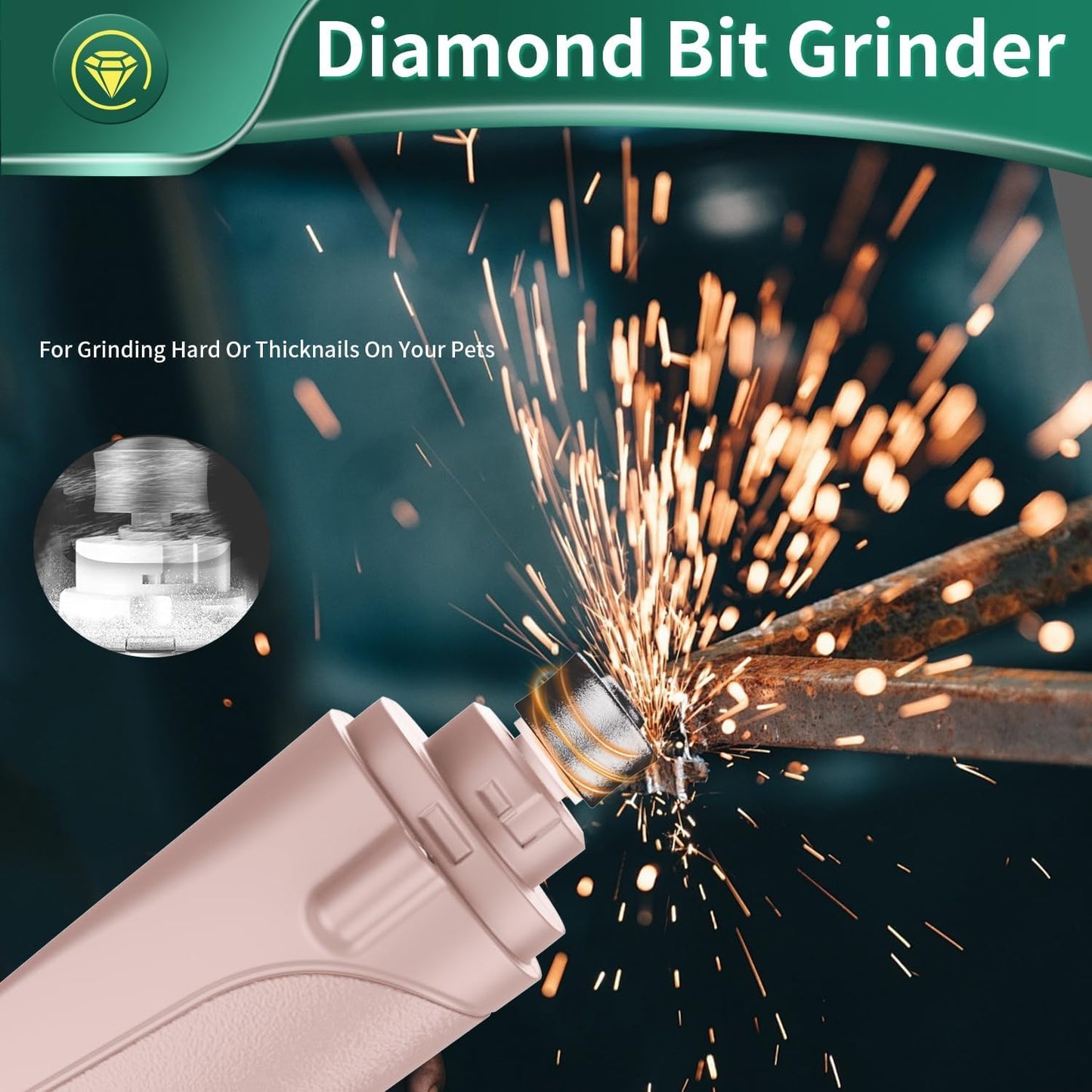 Dog Nail Clippers & Cat Nail Clipper with Catcher, 2 in 1 Dog Nail Trimmers & Grinder with Light for Large Small Dogs Cats,Silent Groom Pro Claw Trimmer, Rechargeable Dogs Nails Grinder Quiet