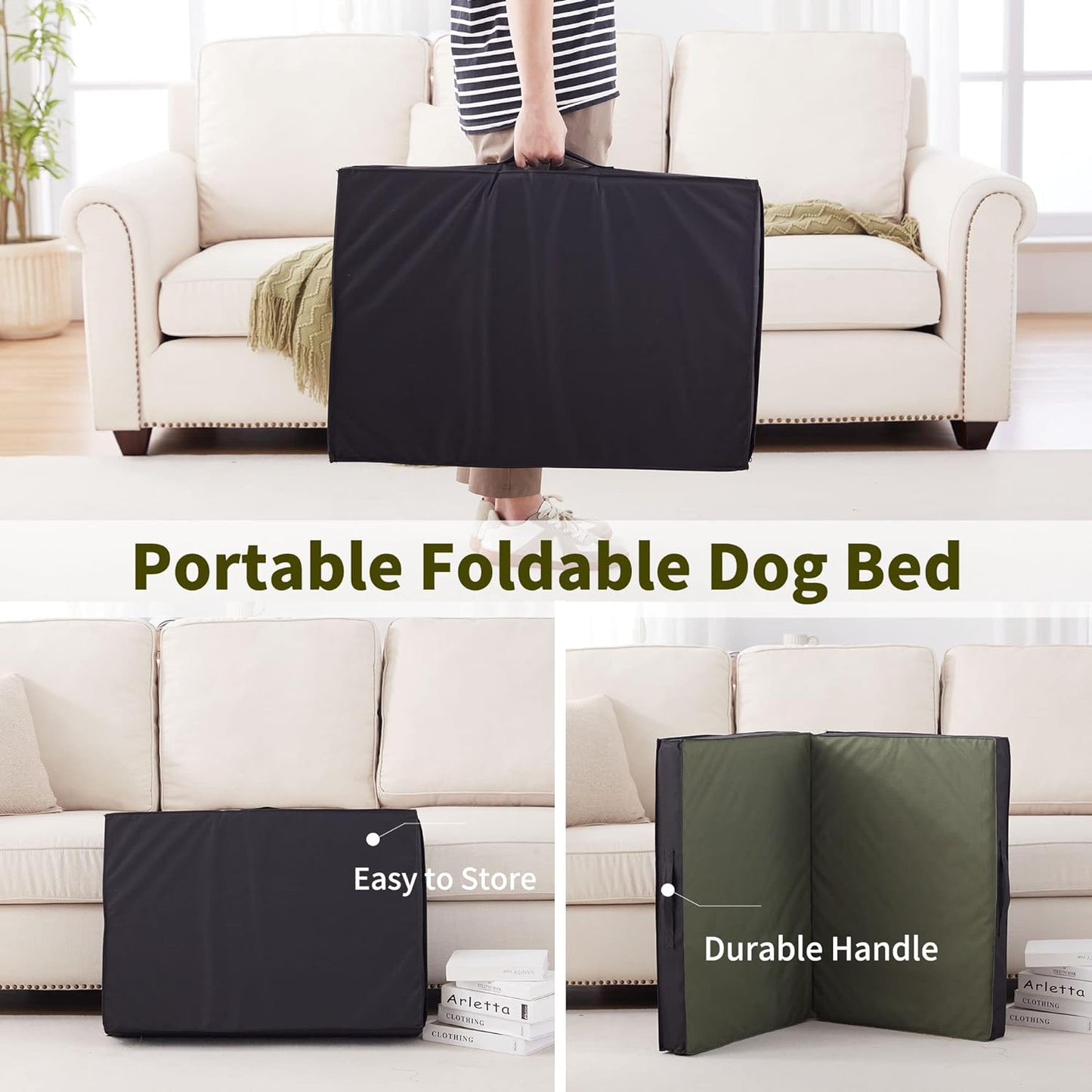 Outdoor Dog Bed for Large Dogs, Waterproof & Washable, Foldable & Orthopedic, 41" All-Weather