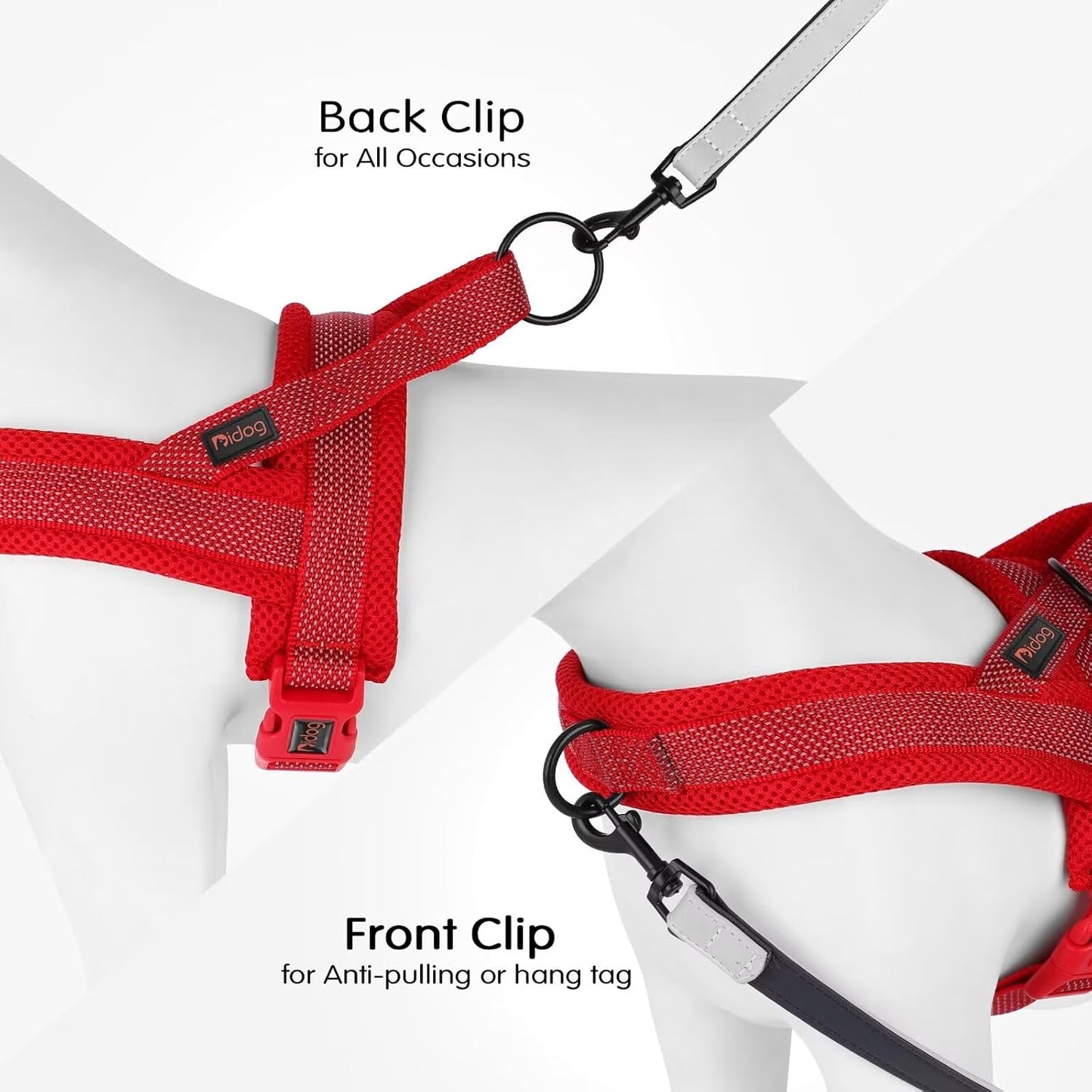 Didog No Pull Dog Harness with Breathable Mesh Padded, Full Reflective & Quick Fit Adjustable Vest Harness, Easy for Training Walking for Small & Medium and Large Dogs (Red, M:Chest 21-26")