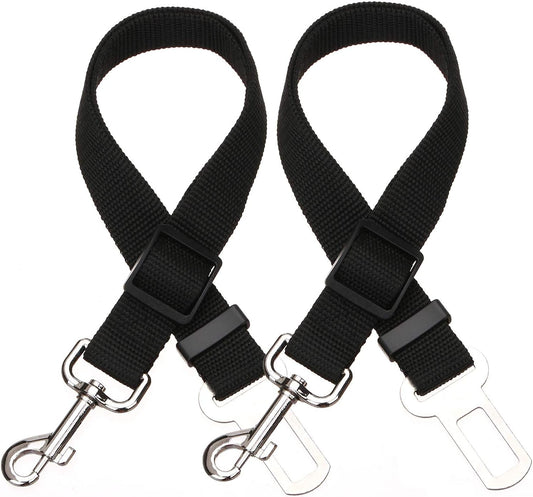 Elisel Elisel 2 Packs Adjustable Length Pet Dog Cat car seat Belt Pet seat Belt Pet Accessories for Dogs Cats and Pets (Black)